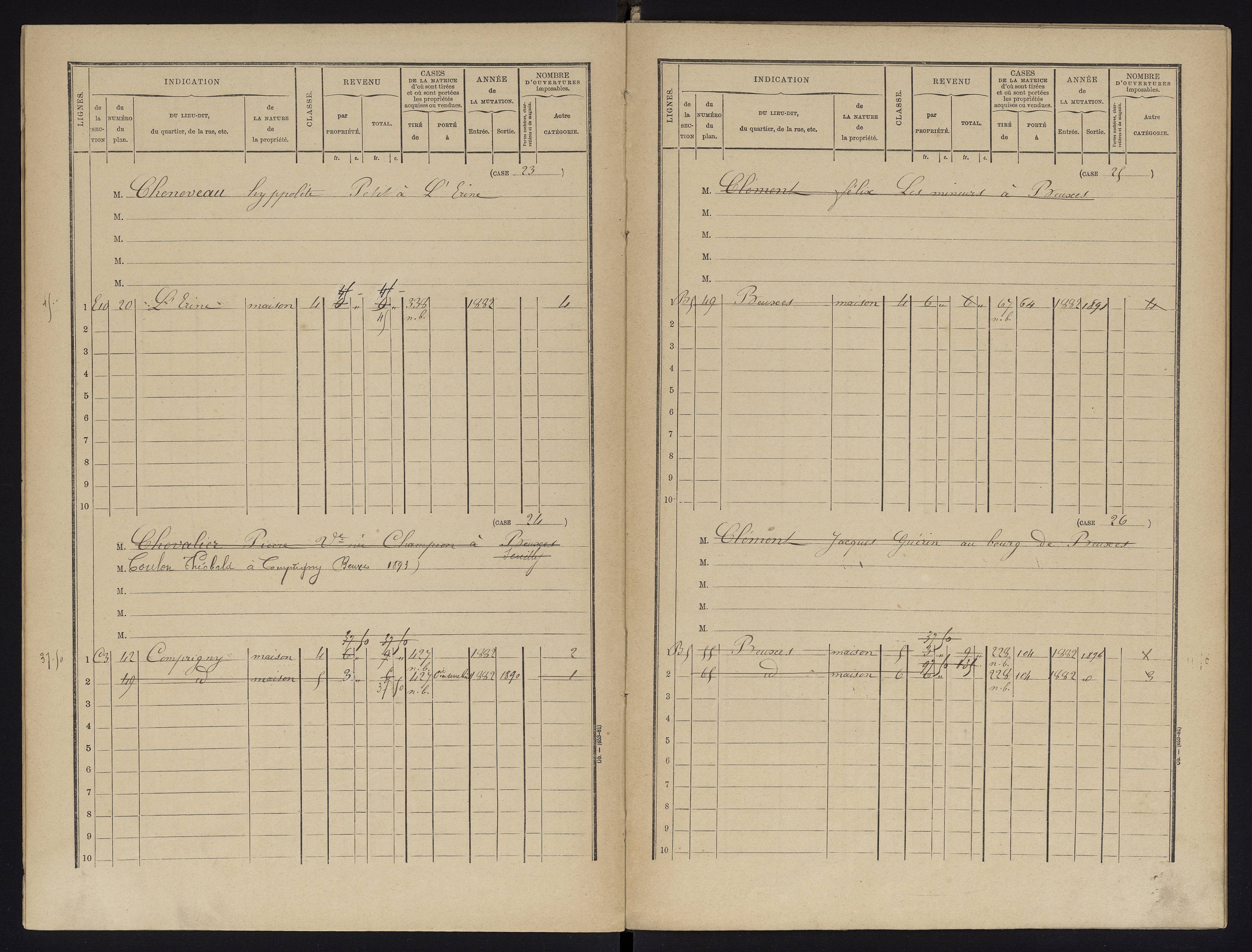 Beuxes - FRAD086_cadastre Cases 1-126 