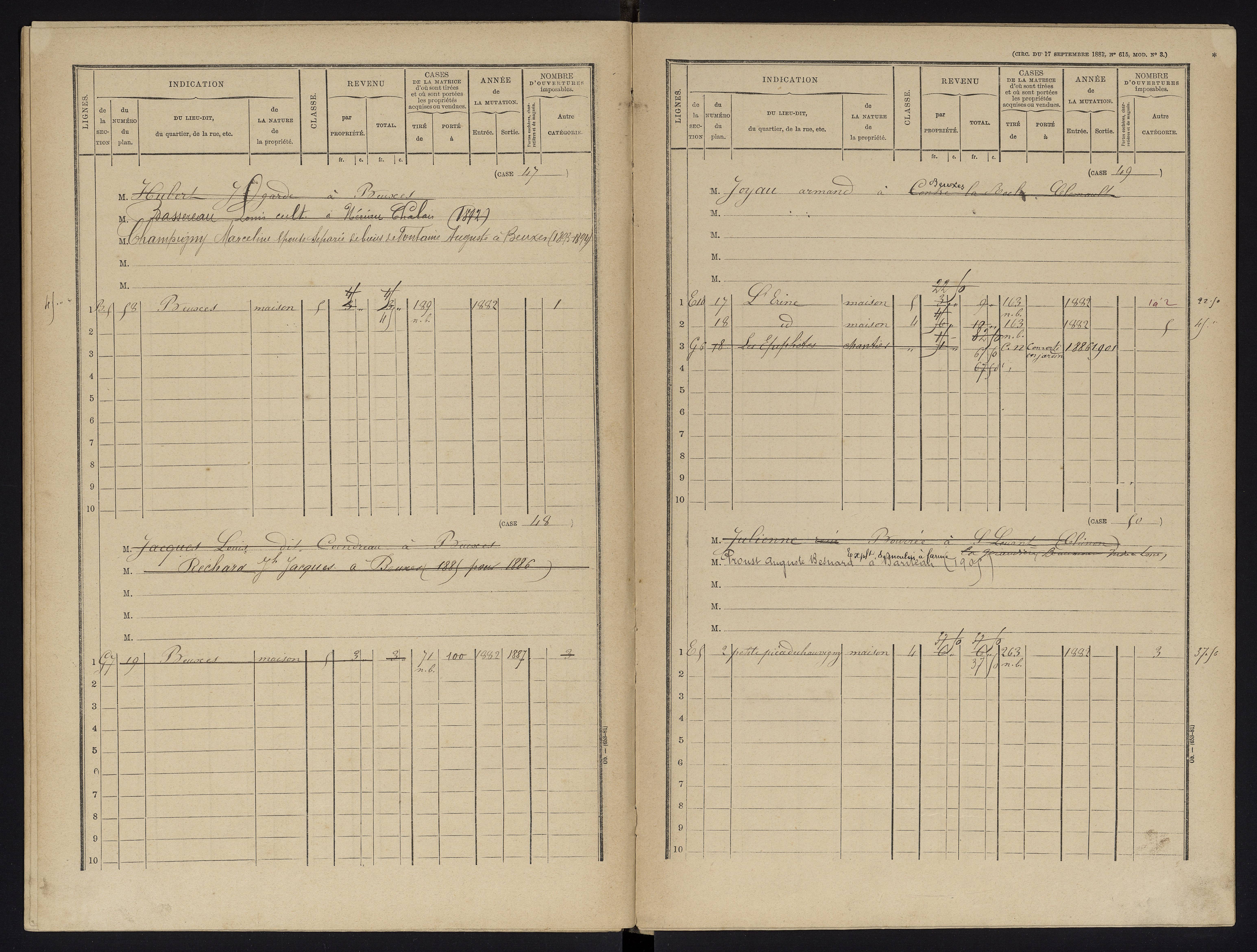 Beuxes - FRAD086_cadastre Cases 1-126 