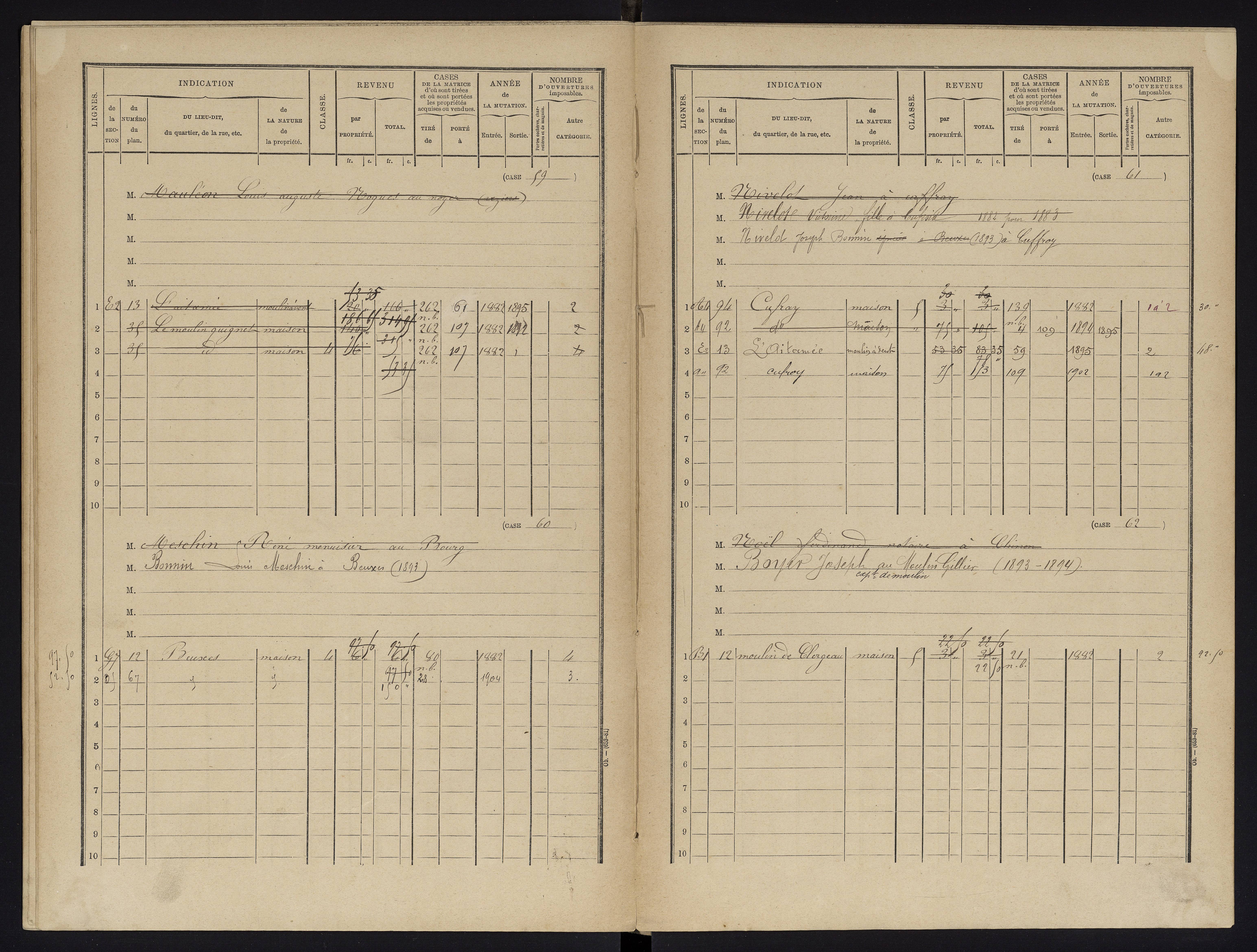 Beuxes - FRAD086_cadastre Cases 1-126 