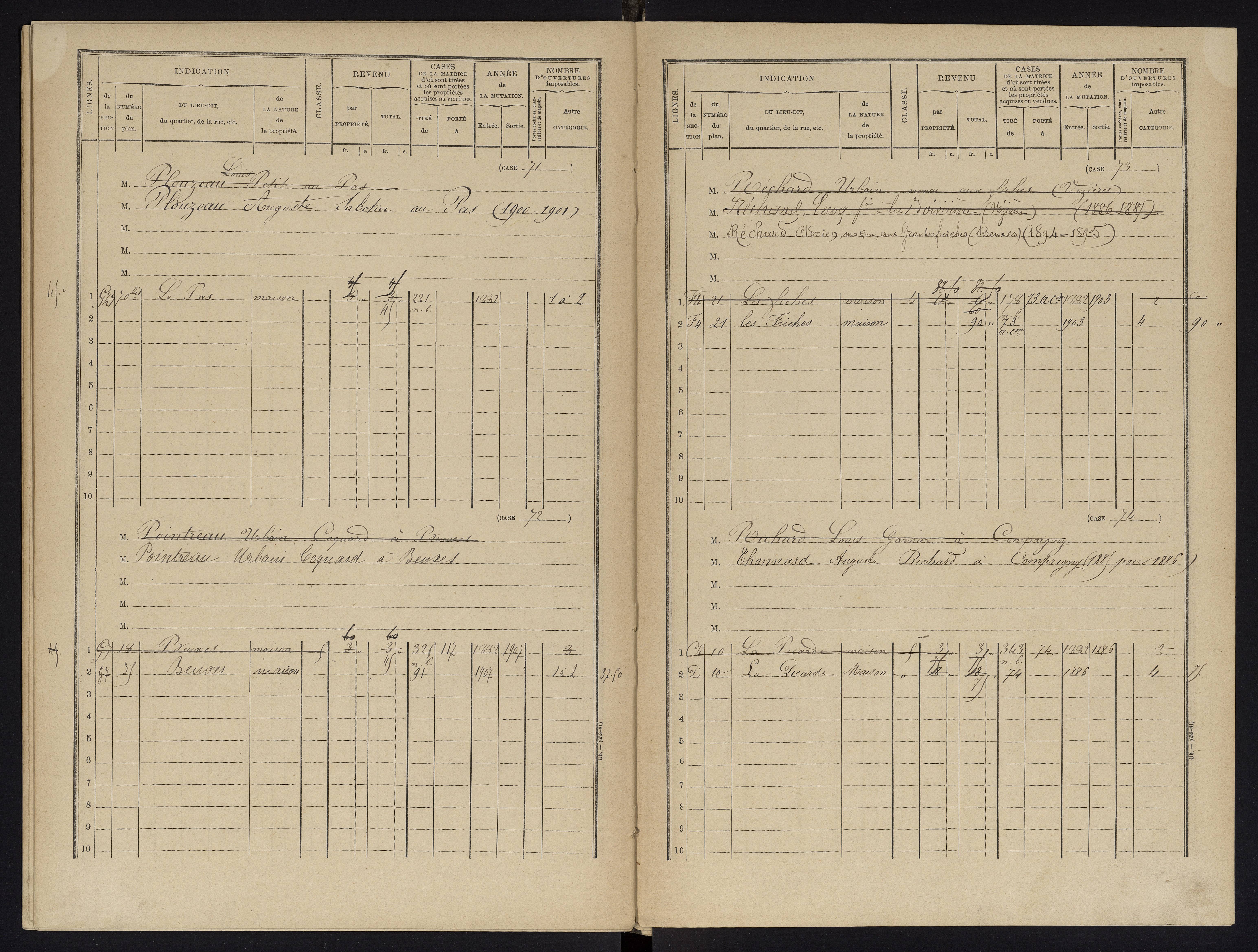 Beuxes - FRAD086_cadastre Cases 1-126 