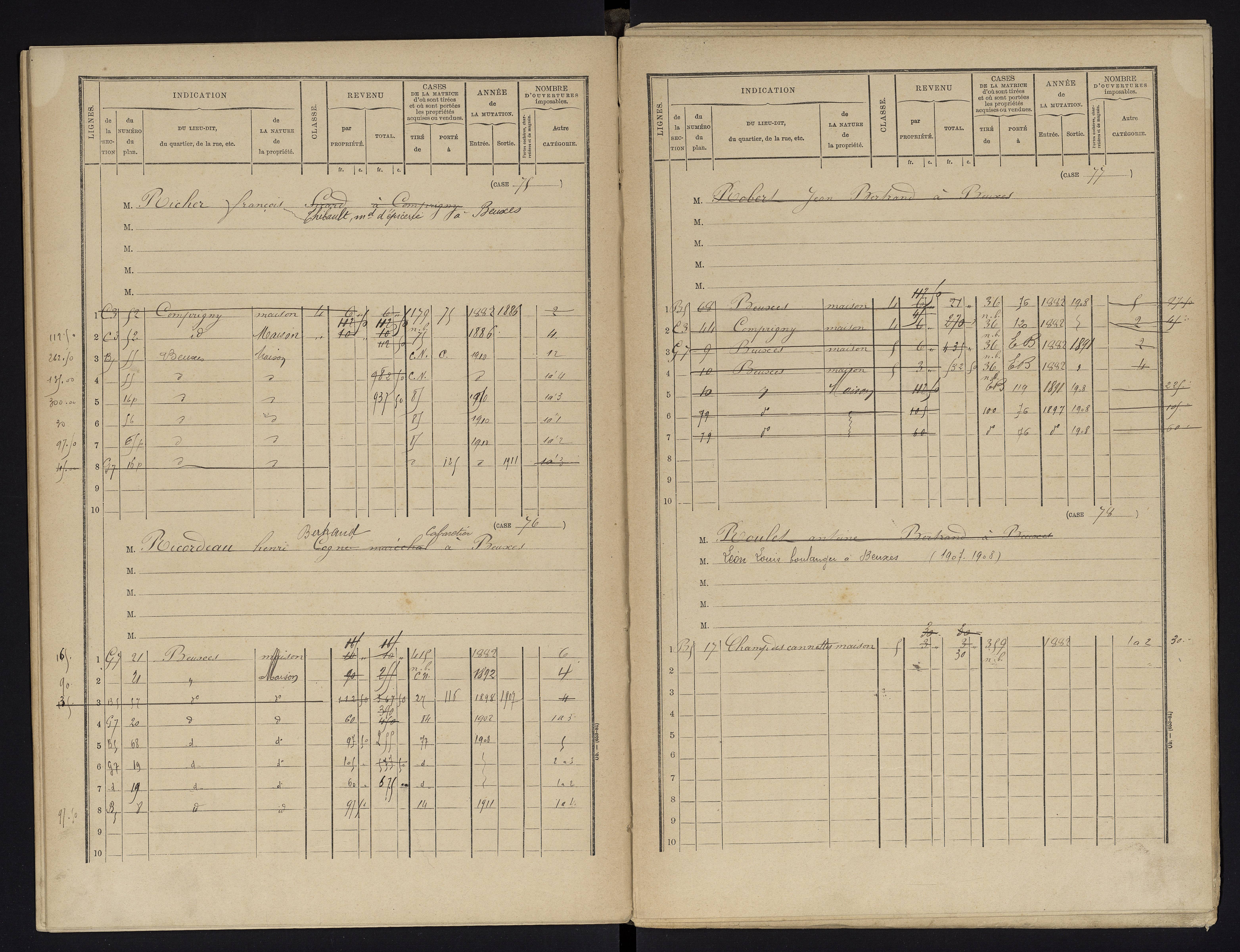 Beuxes - FRAD086_cadastre Cases 1-126 
