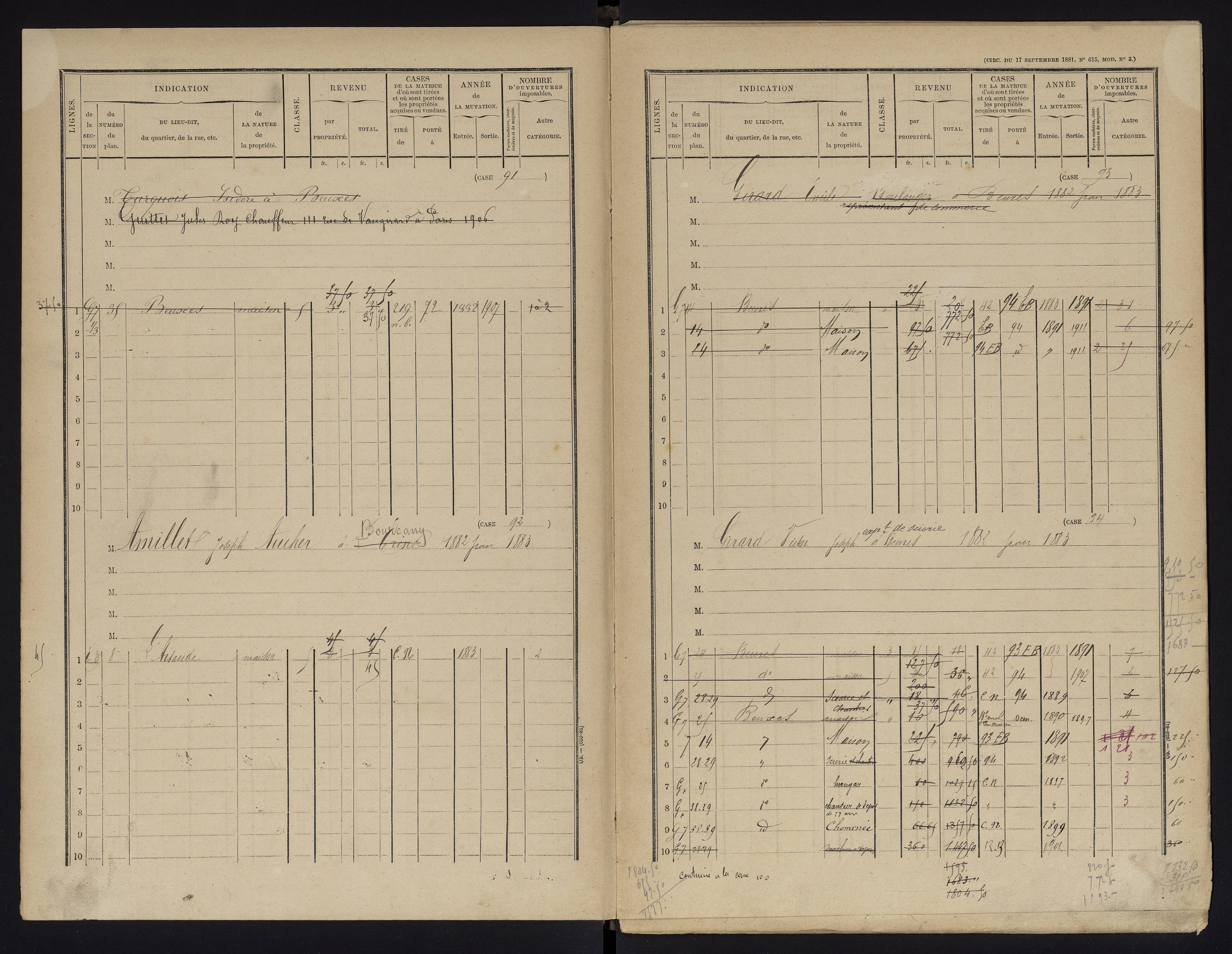 Beuxes - FRAD086_cadastre Cases 1-126 