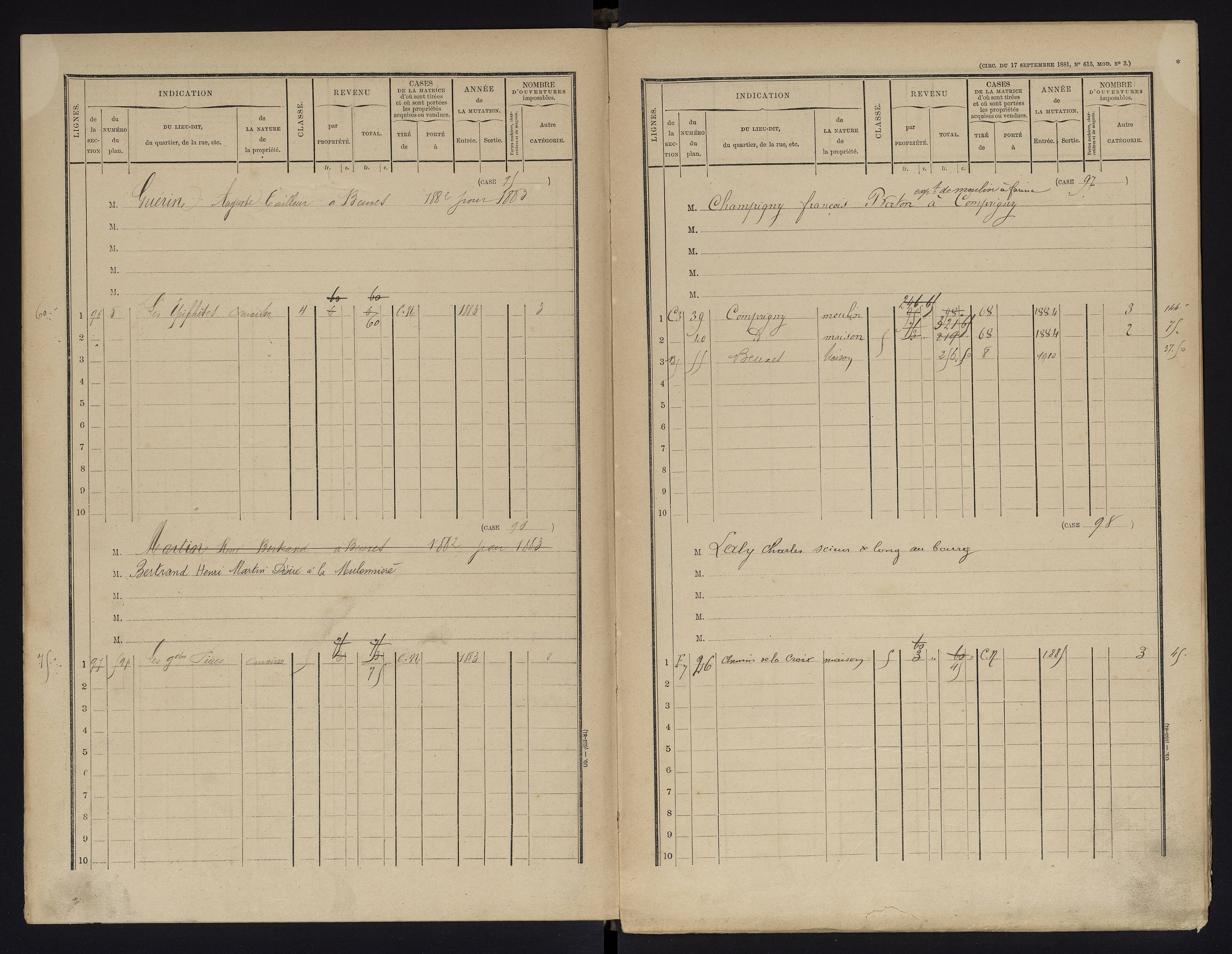 Beuxes - FRAD086_cadastre Cases 1-126 