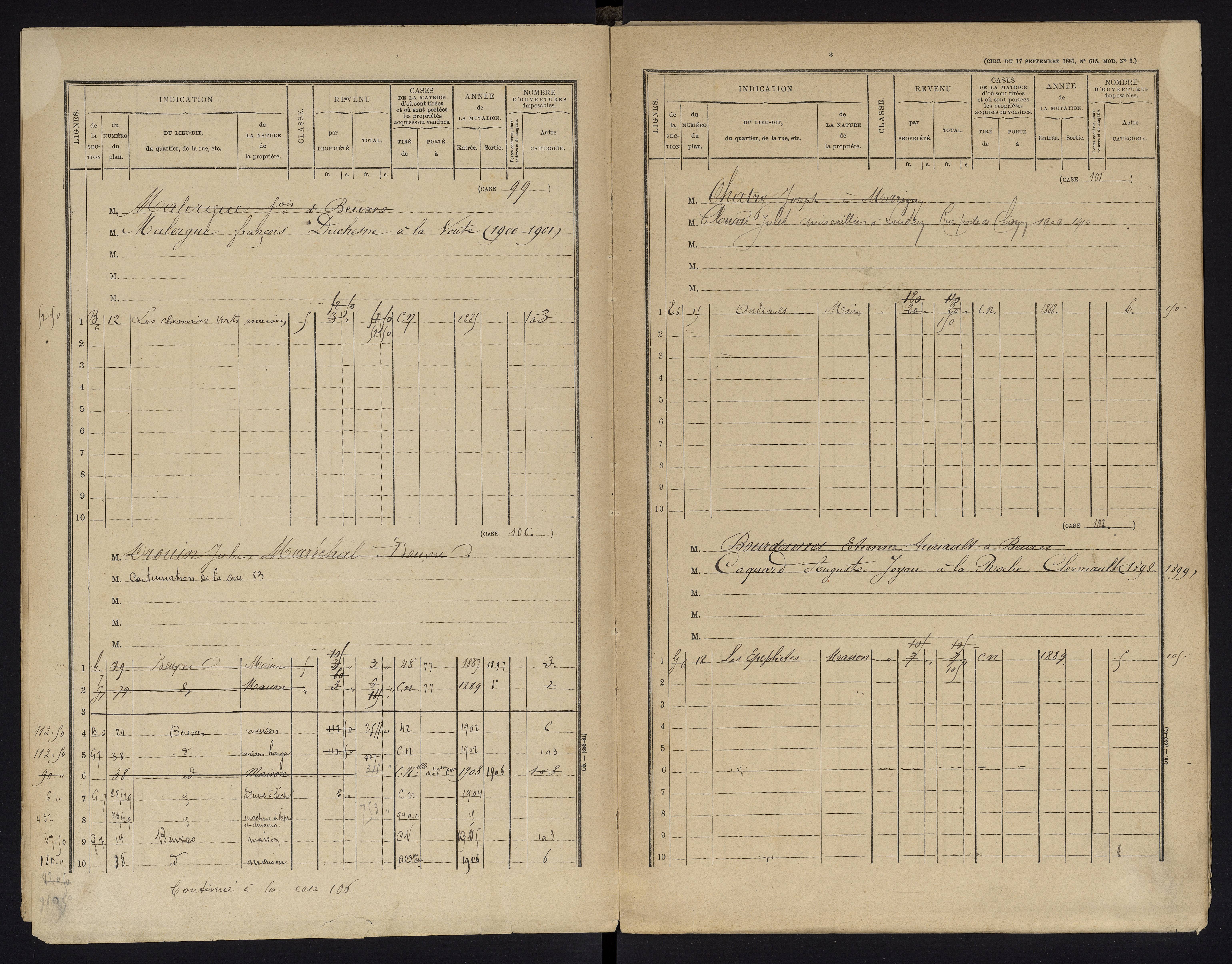 Beuxes - FRAD086_cadastre Cases 1-126 