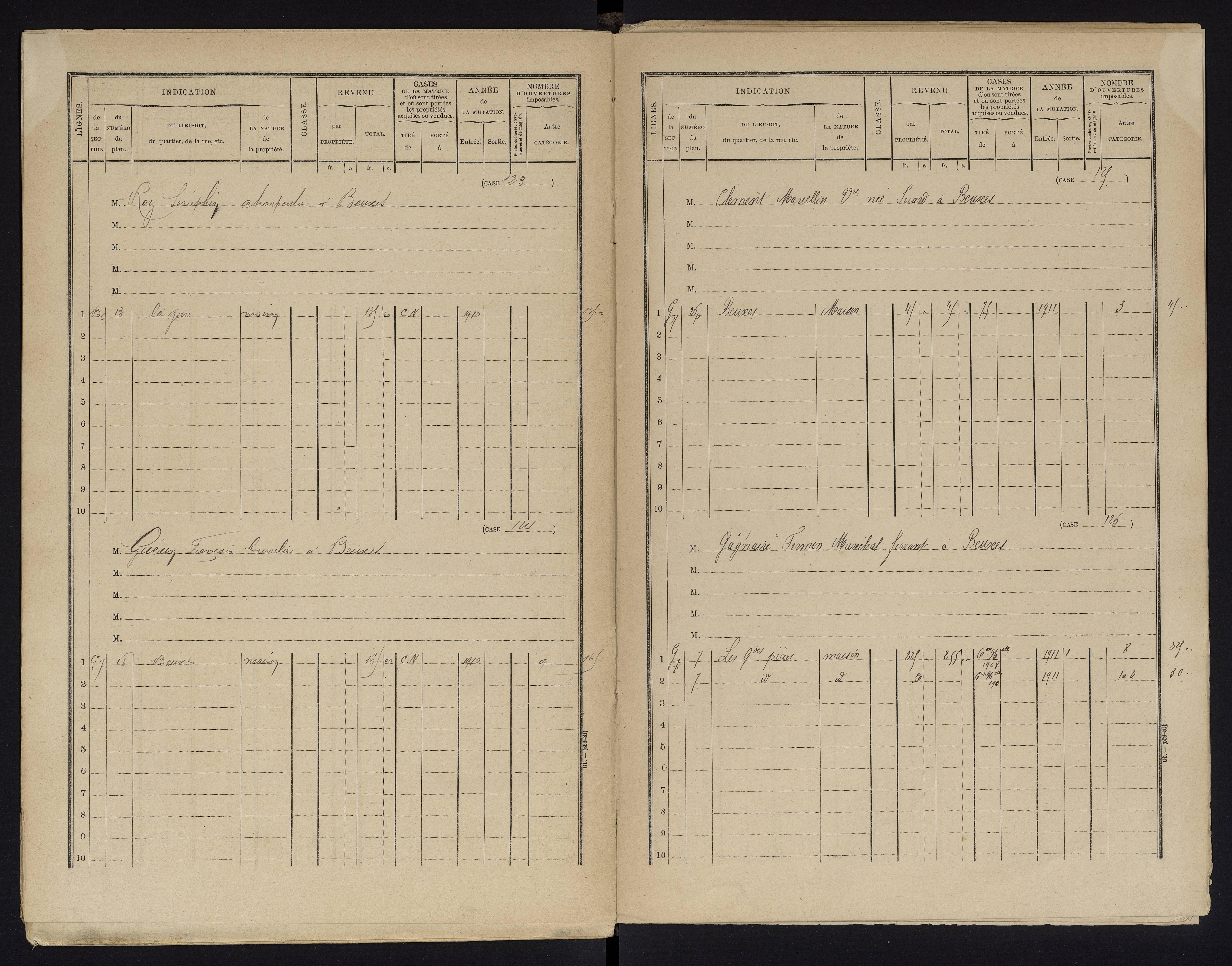 Beuxes - FRAD086_cadastre Cases 1-126 