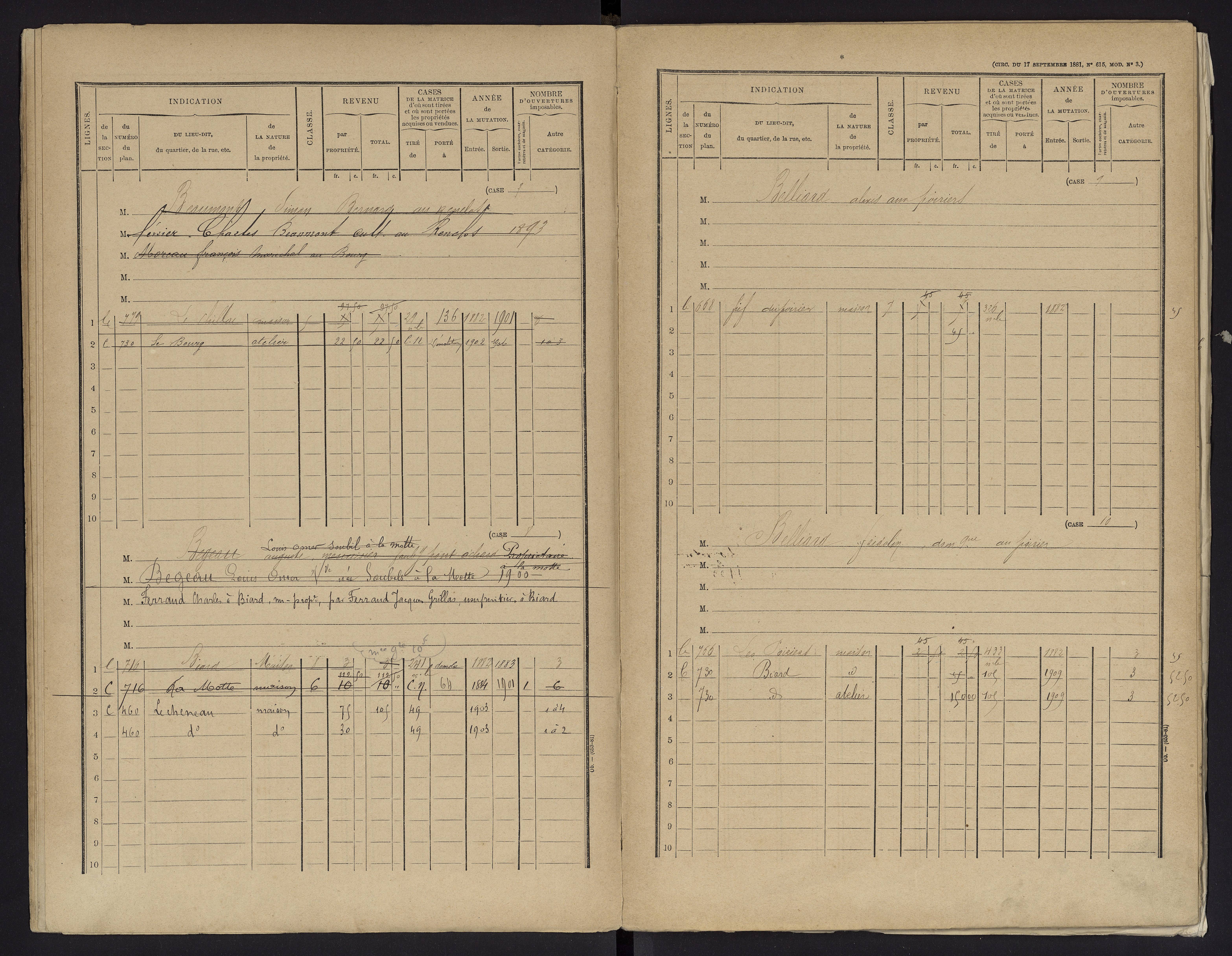 Biard - FRAD086_cadastre Cases 1-151 