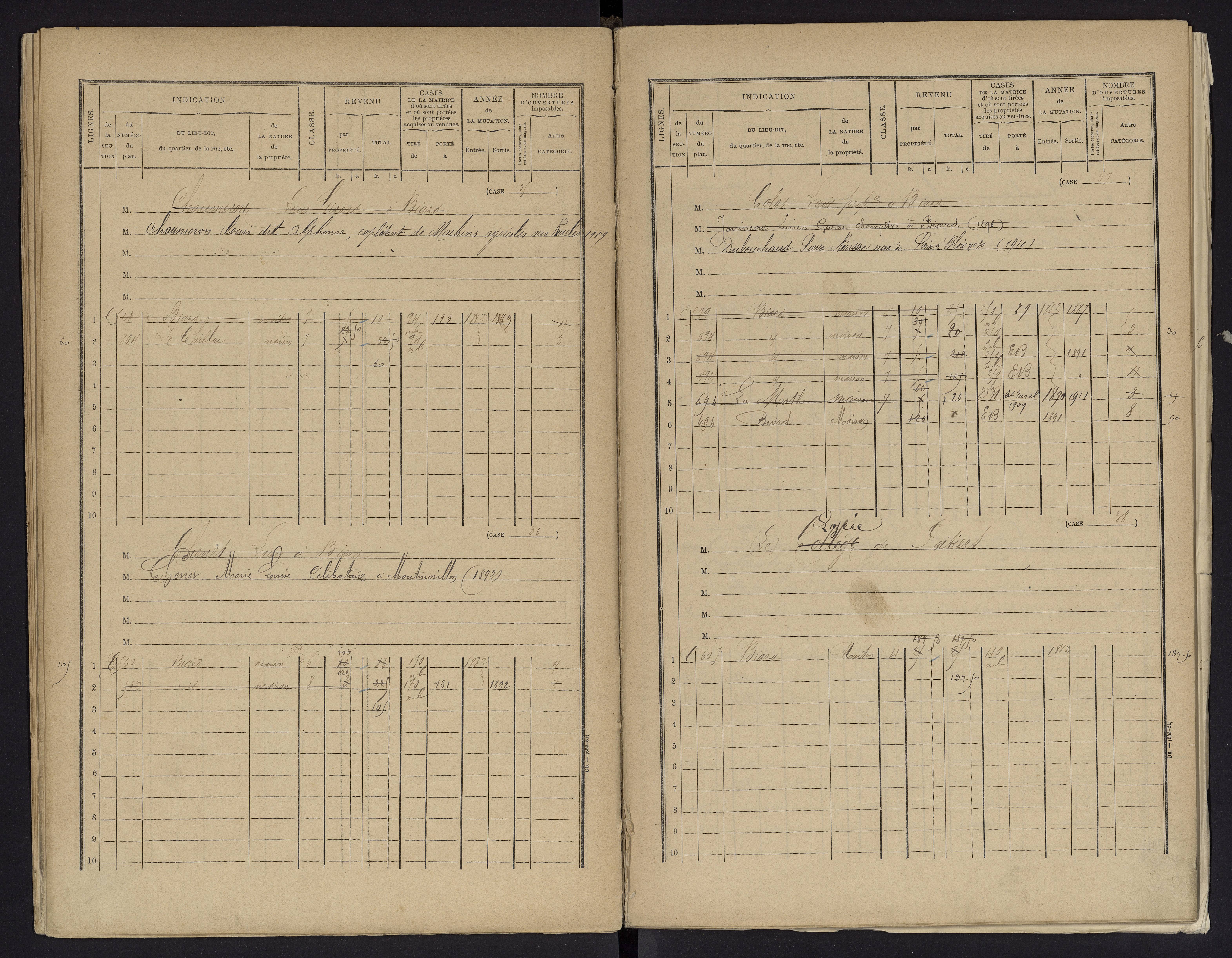 Biard - FRAD086_cadastre Cases 1-151 