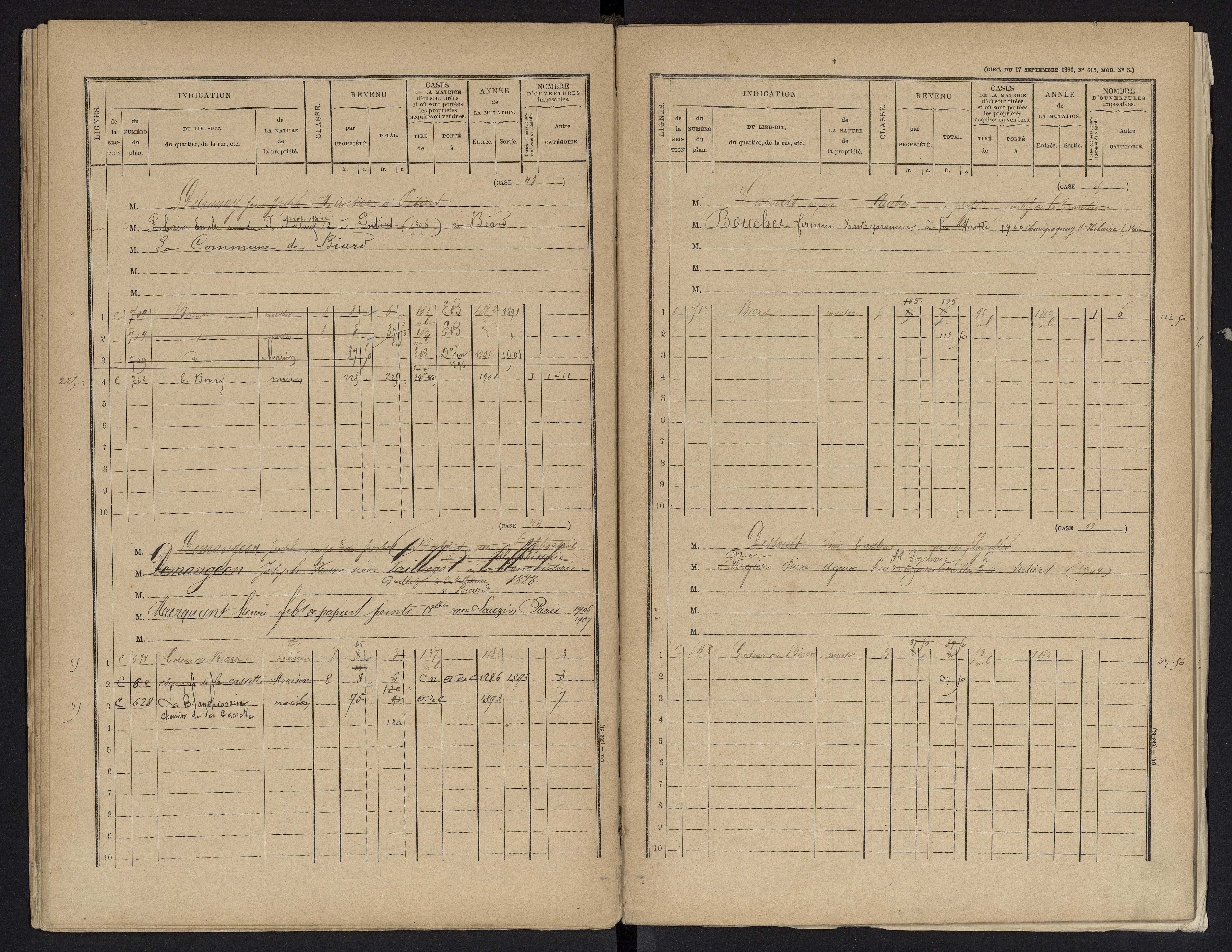 Biard - FRAD086_cadastre Cases 1-151 