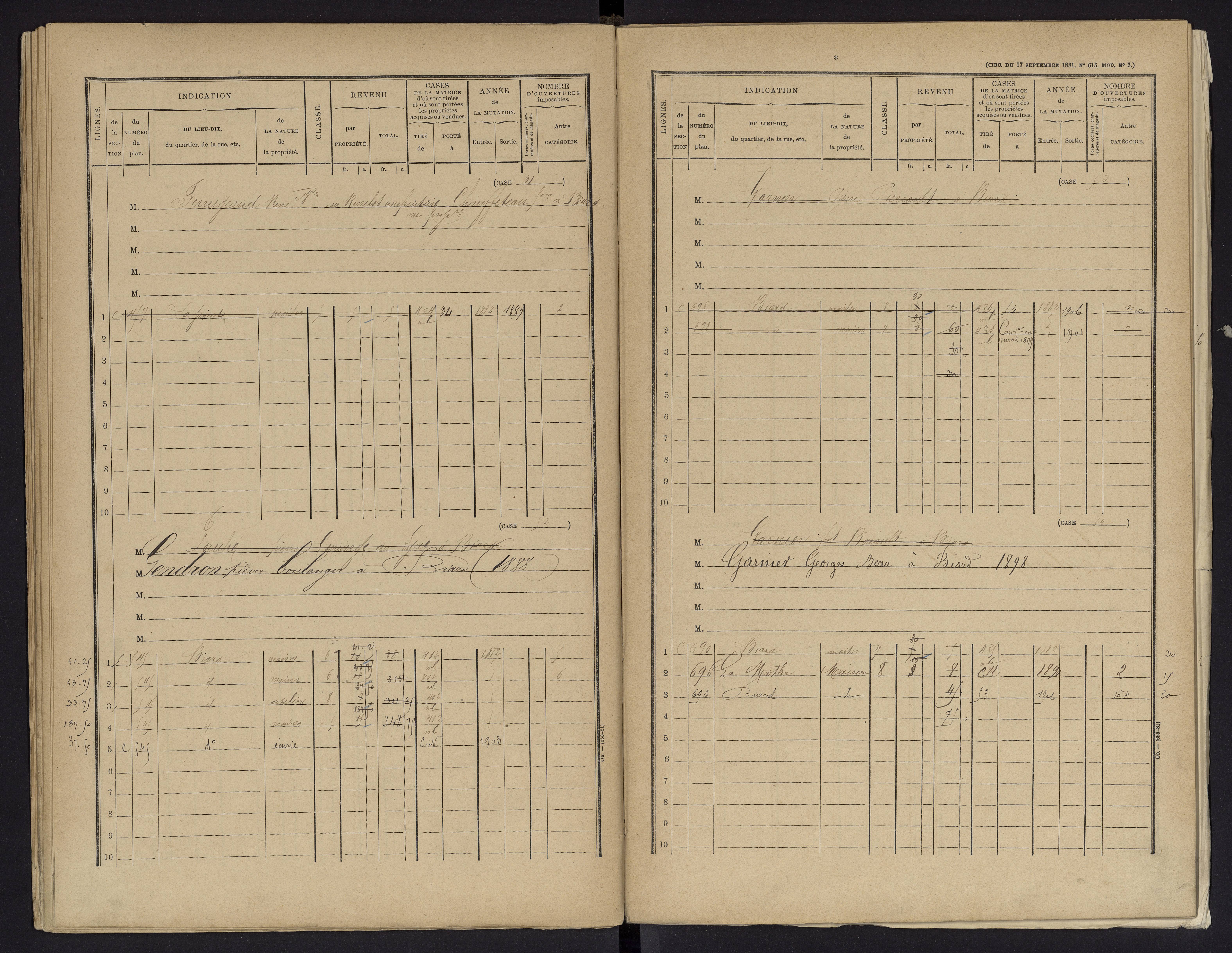 Biard - FRAD086_cadastre Cases 1-151 