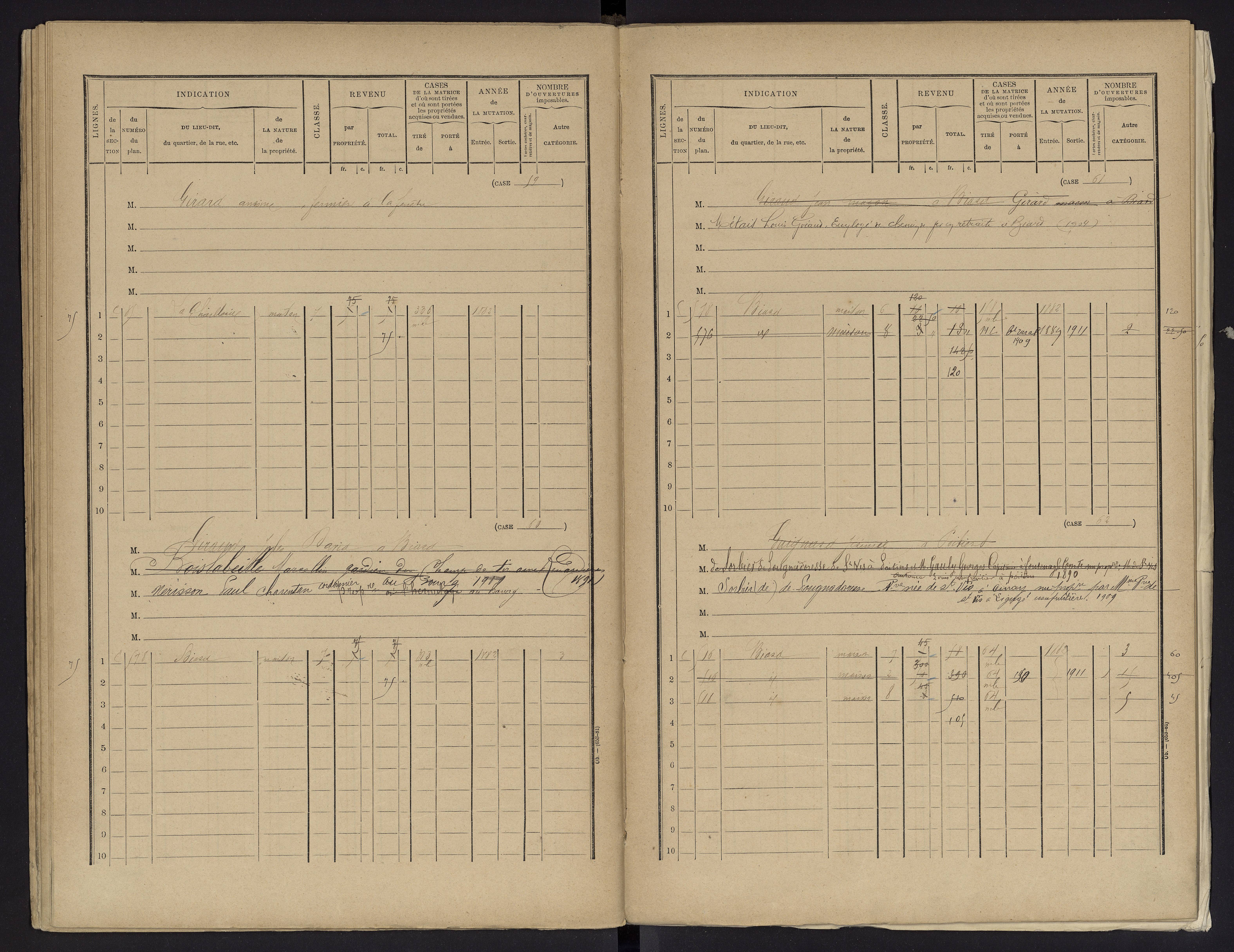 Biard - FRAD086_cadastre Cases 1-151 