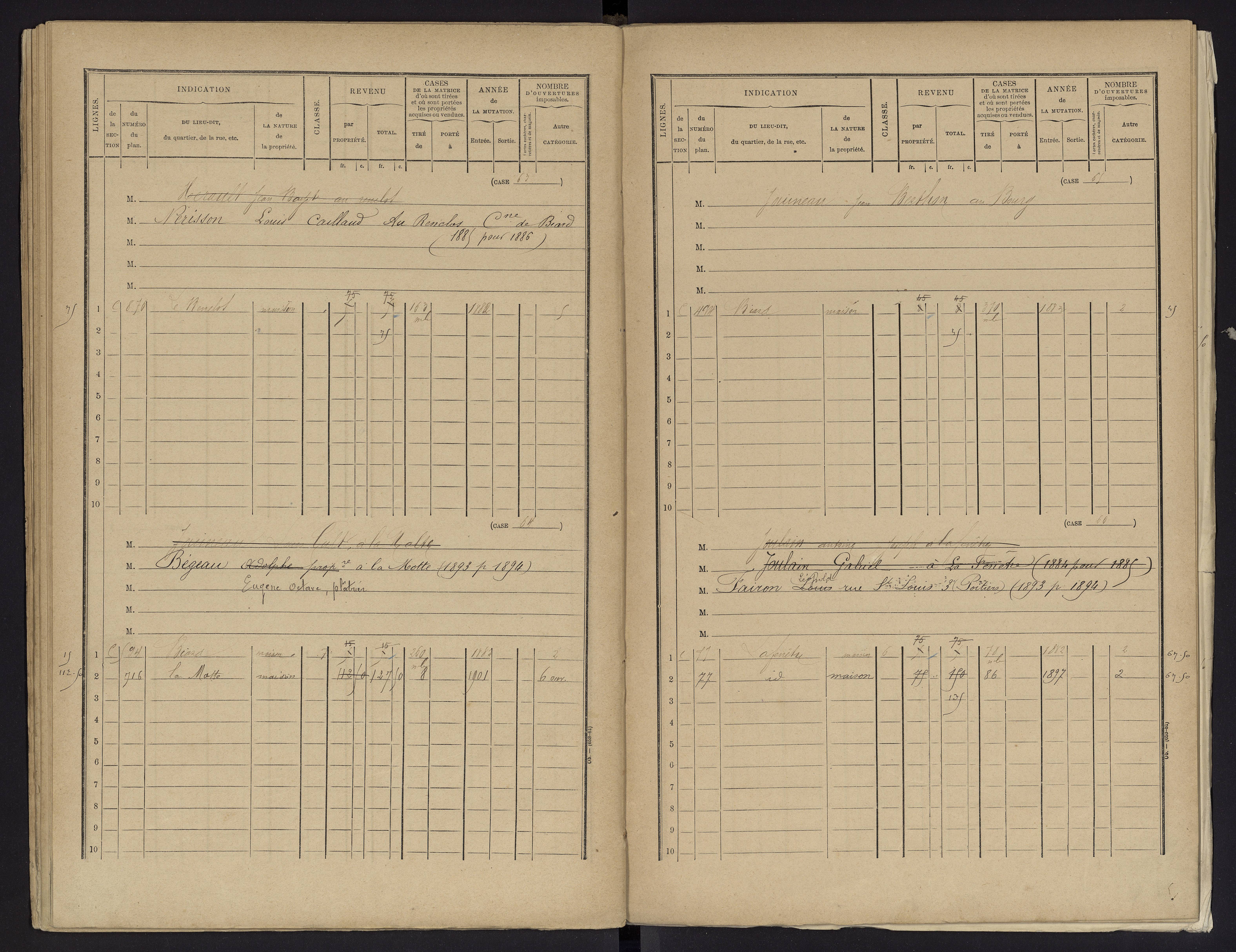 Biard - FRAD086_cadastre Cases 1-151 
