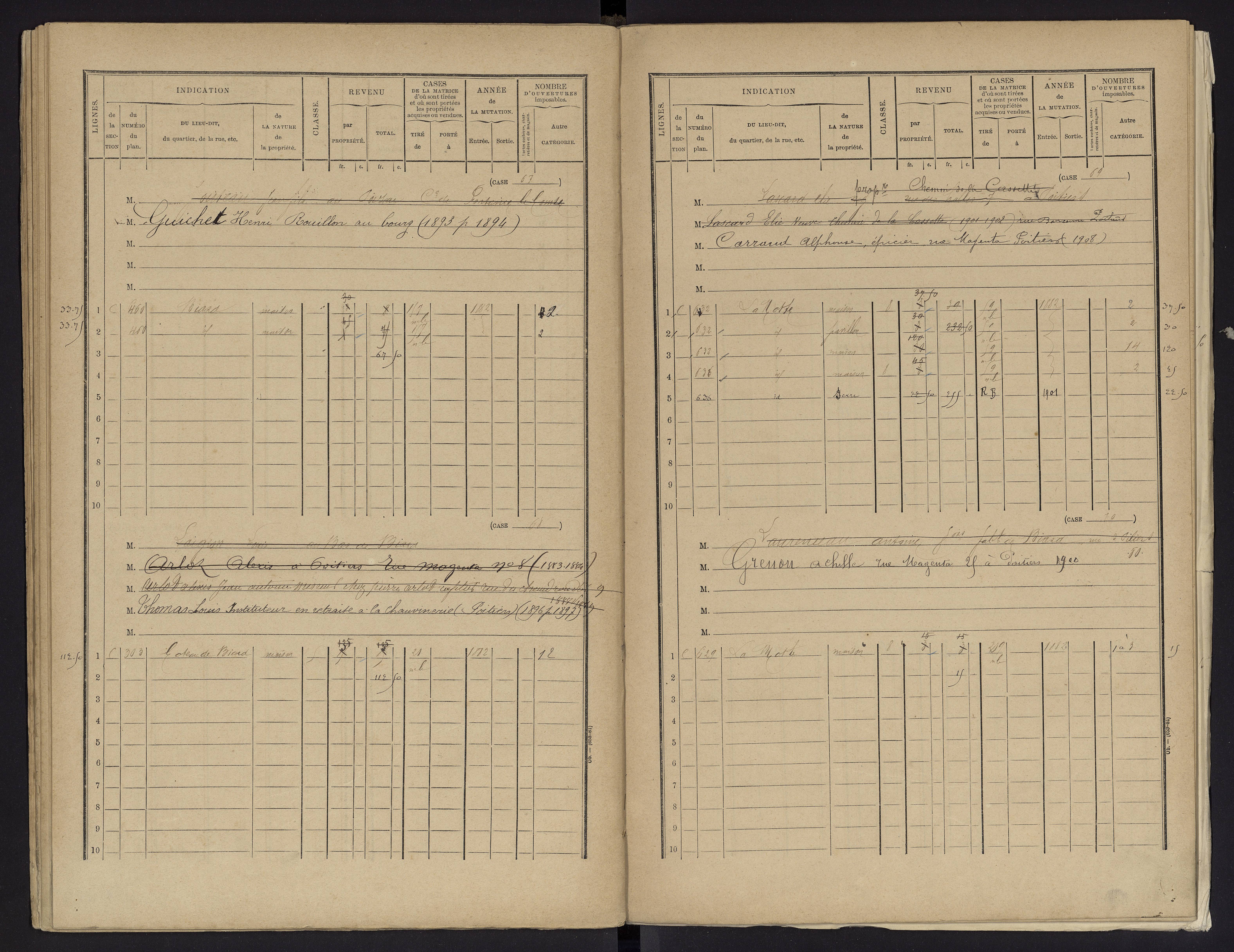 Biard - FRAD086_cadastre Cases 1-151 