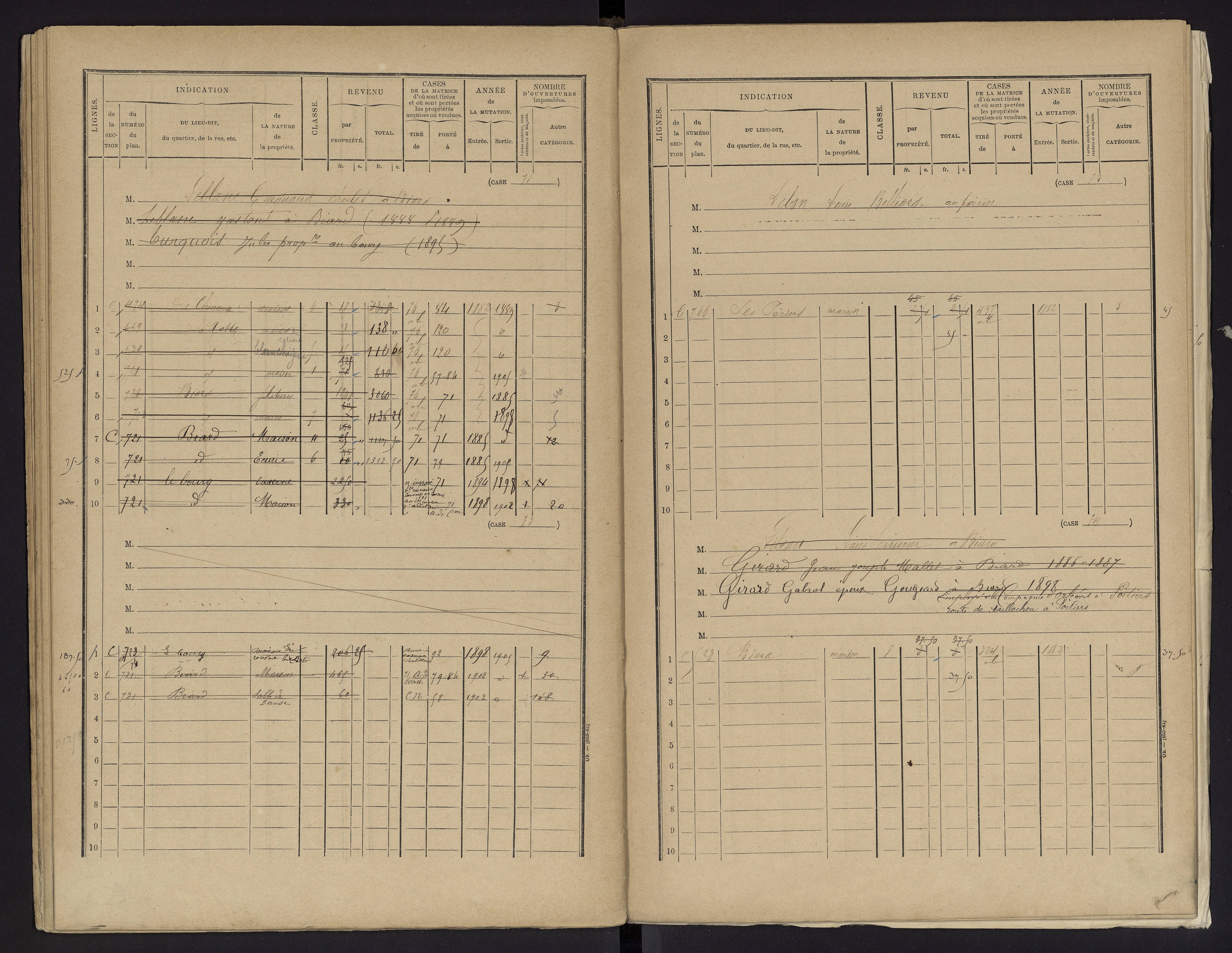 Biard - FRAD086_cadastre Cases 1-151 