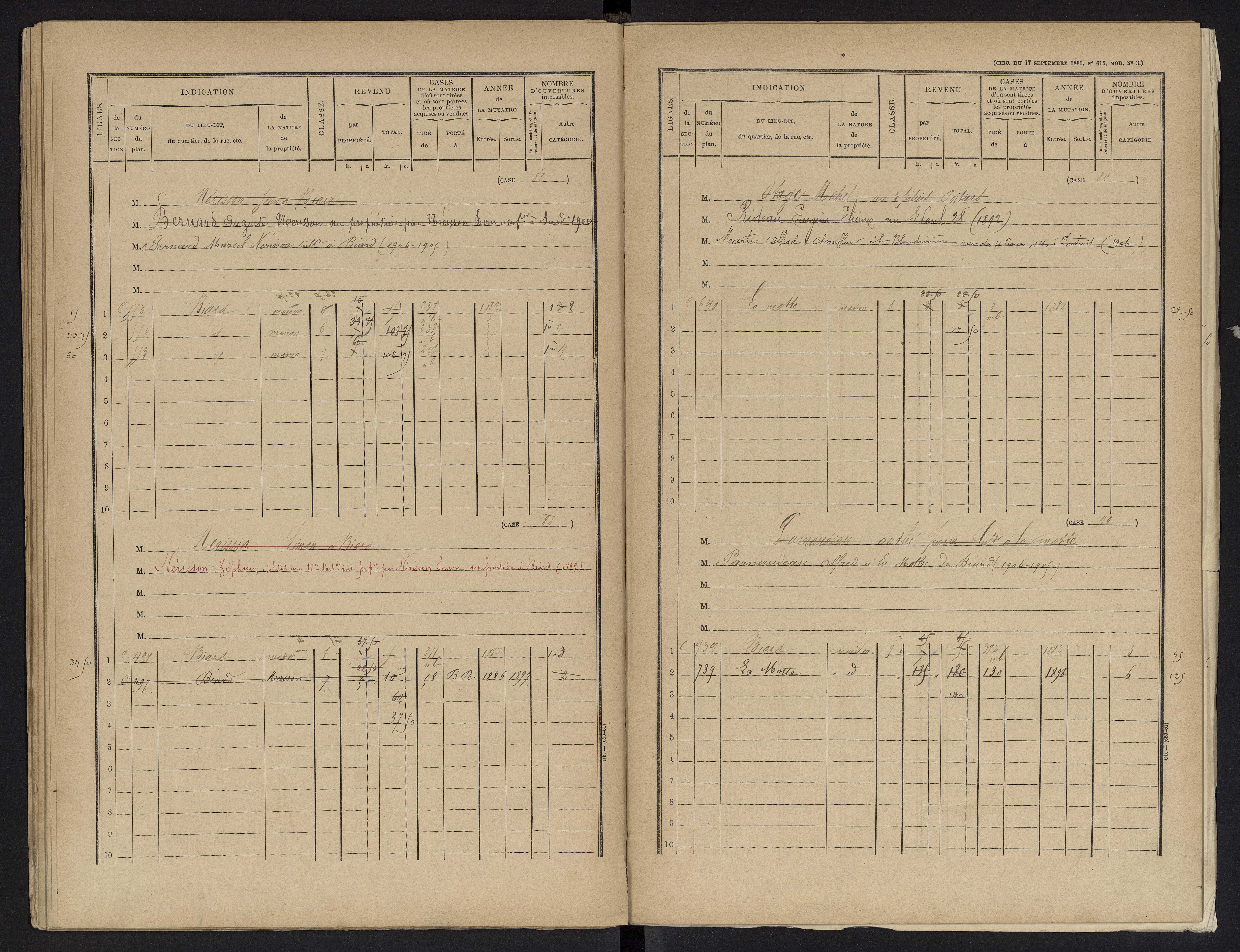 Biard - FRAD086_cadastre Cases 1-151 