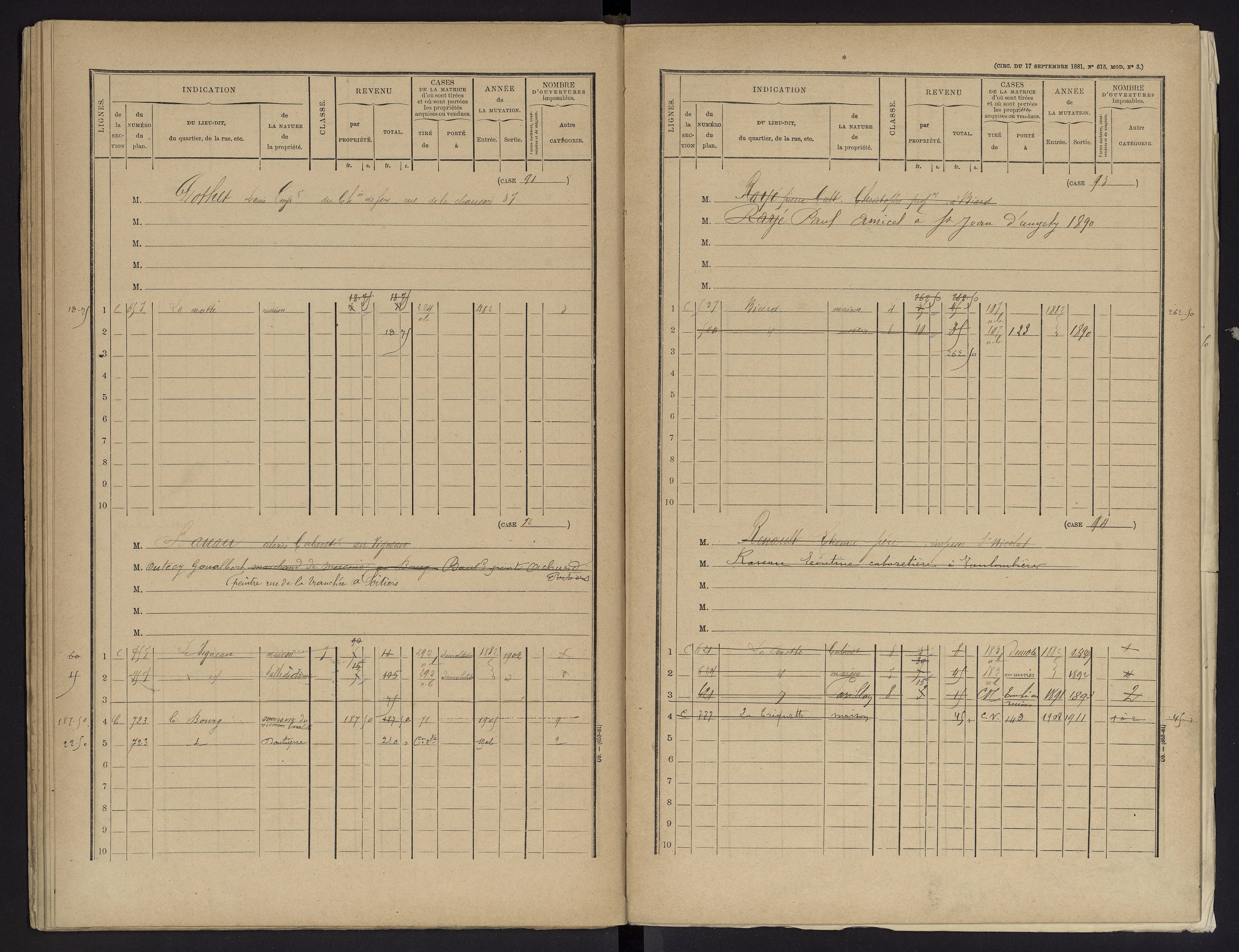 Biard - FRAD086_cadastre Cases 1-151 