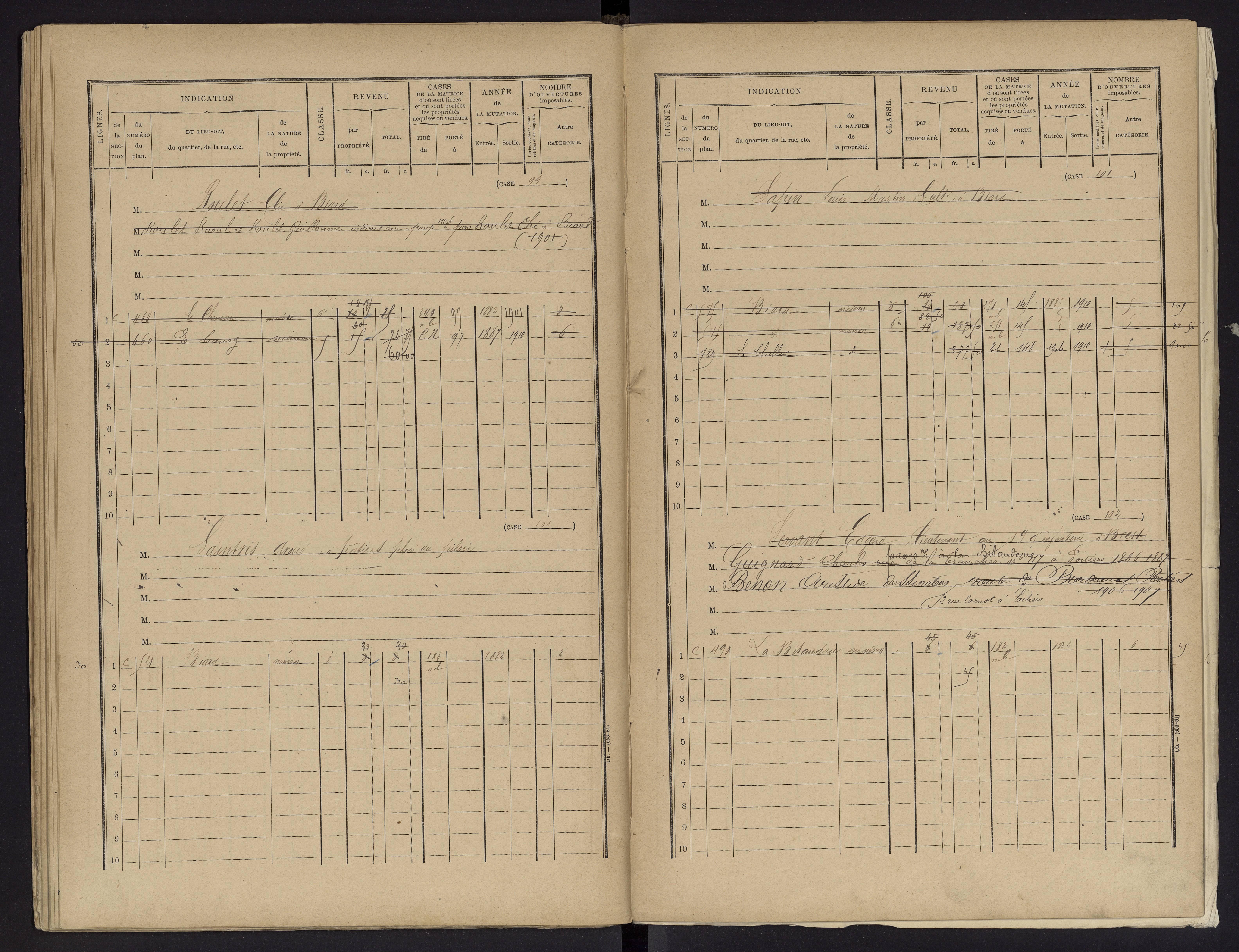 Biard - FRAD086_cadastre Cases 1-151 