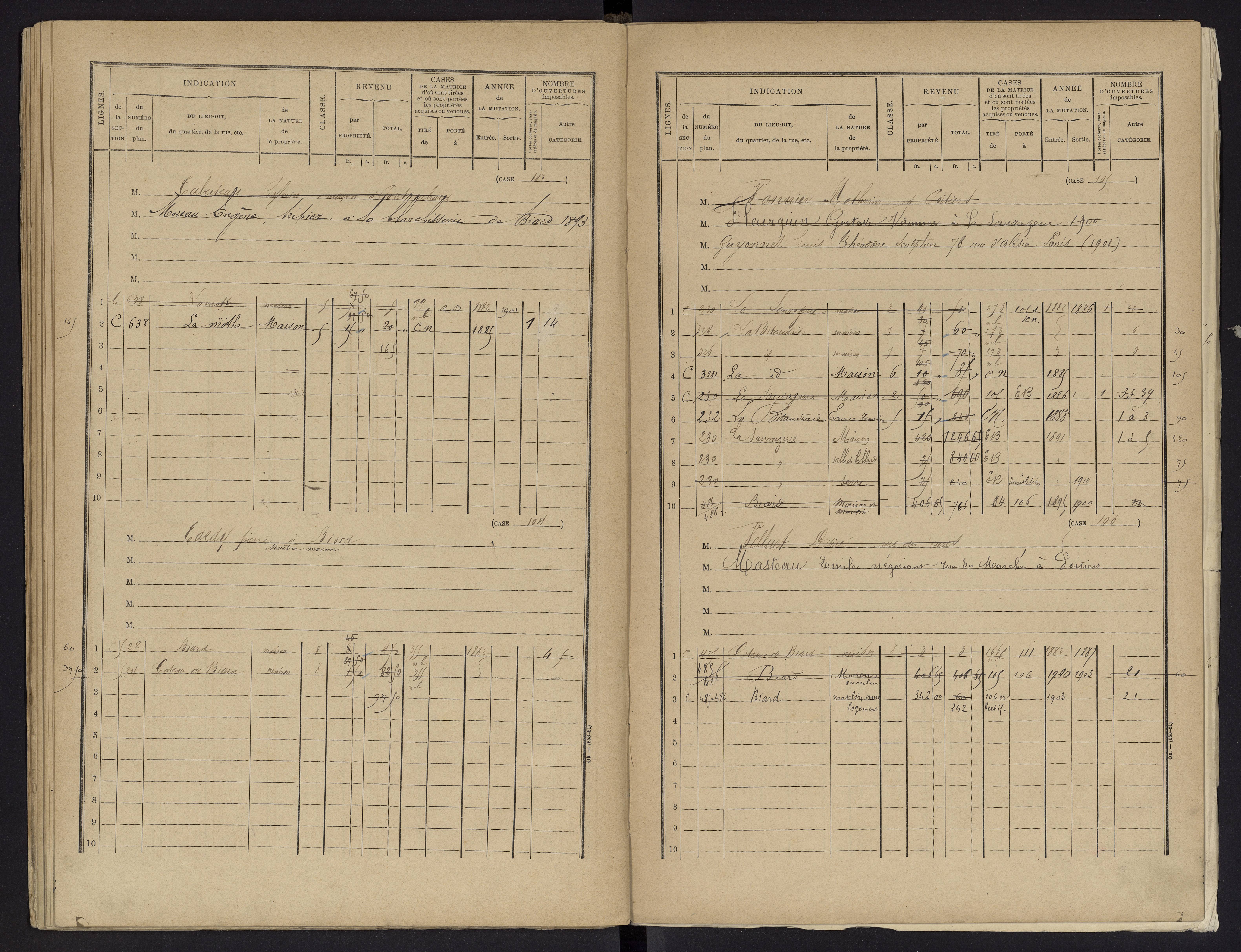 Biard - FRAD086_cadastre Cases 1-151 