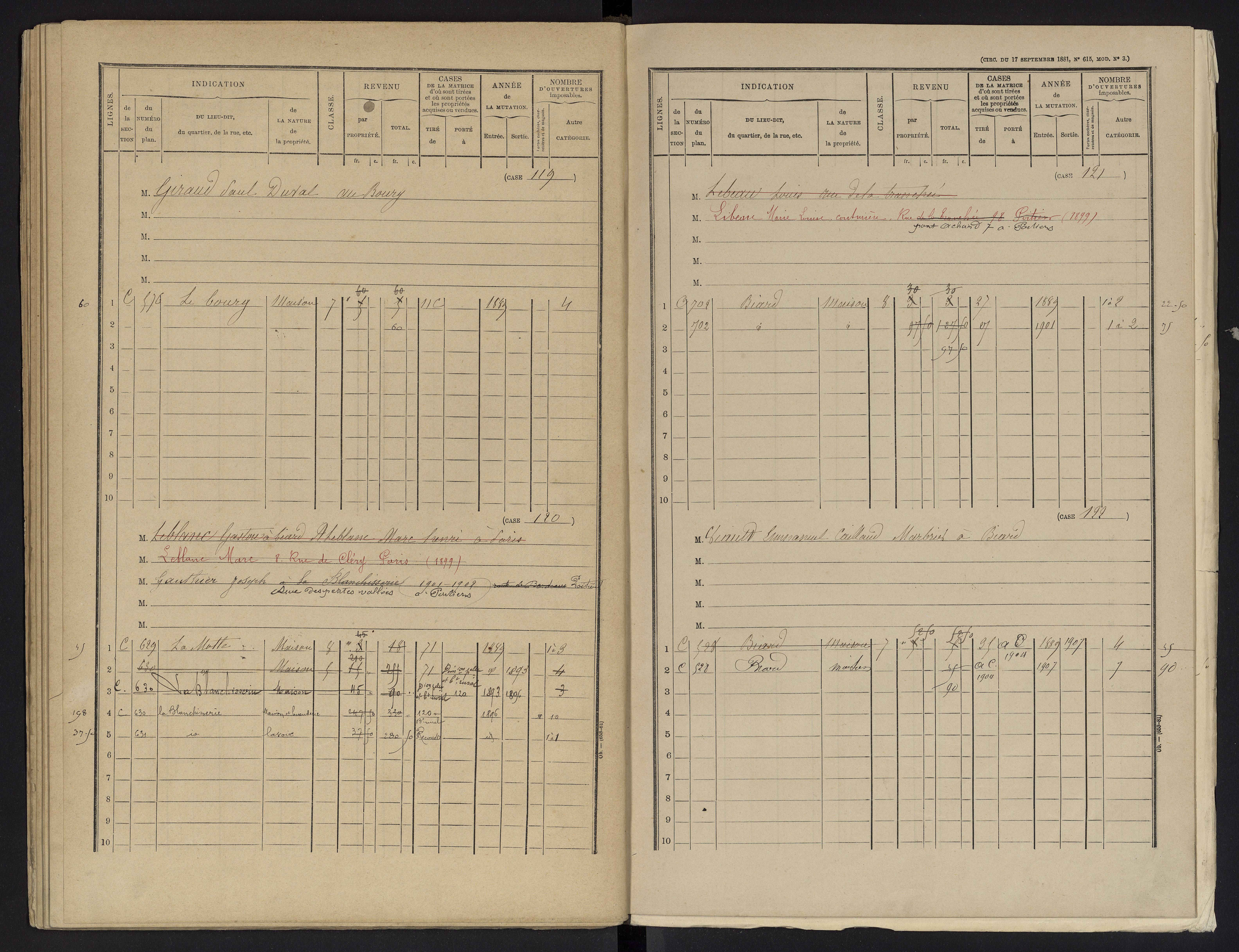Biard - FRAD086_cadastre Cases 1-151 