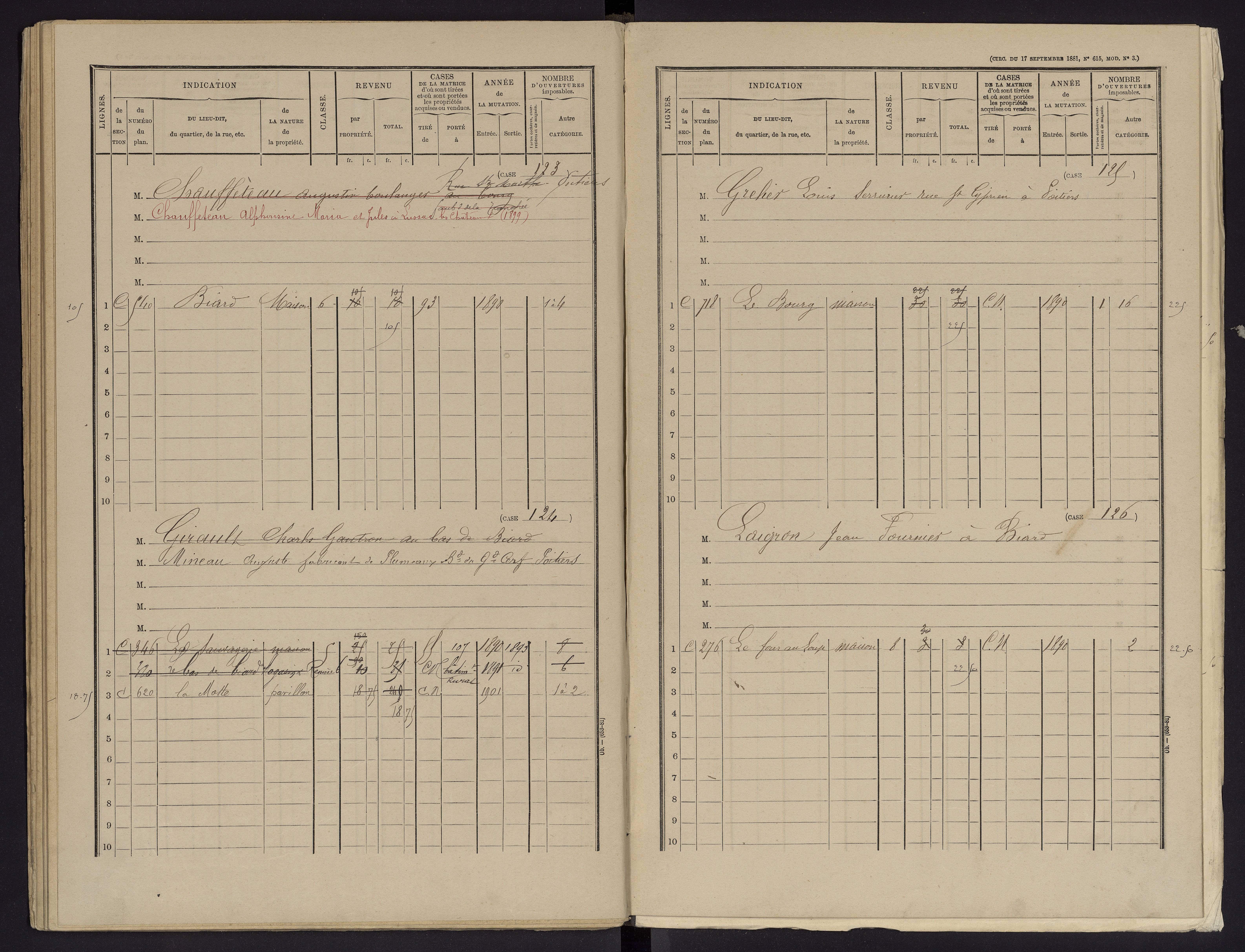 Biard - FRAD086_cadastre Cases 1-151 