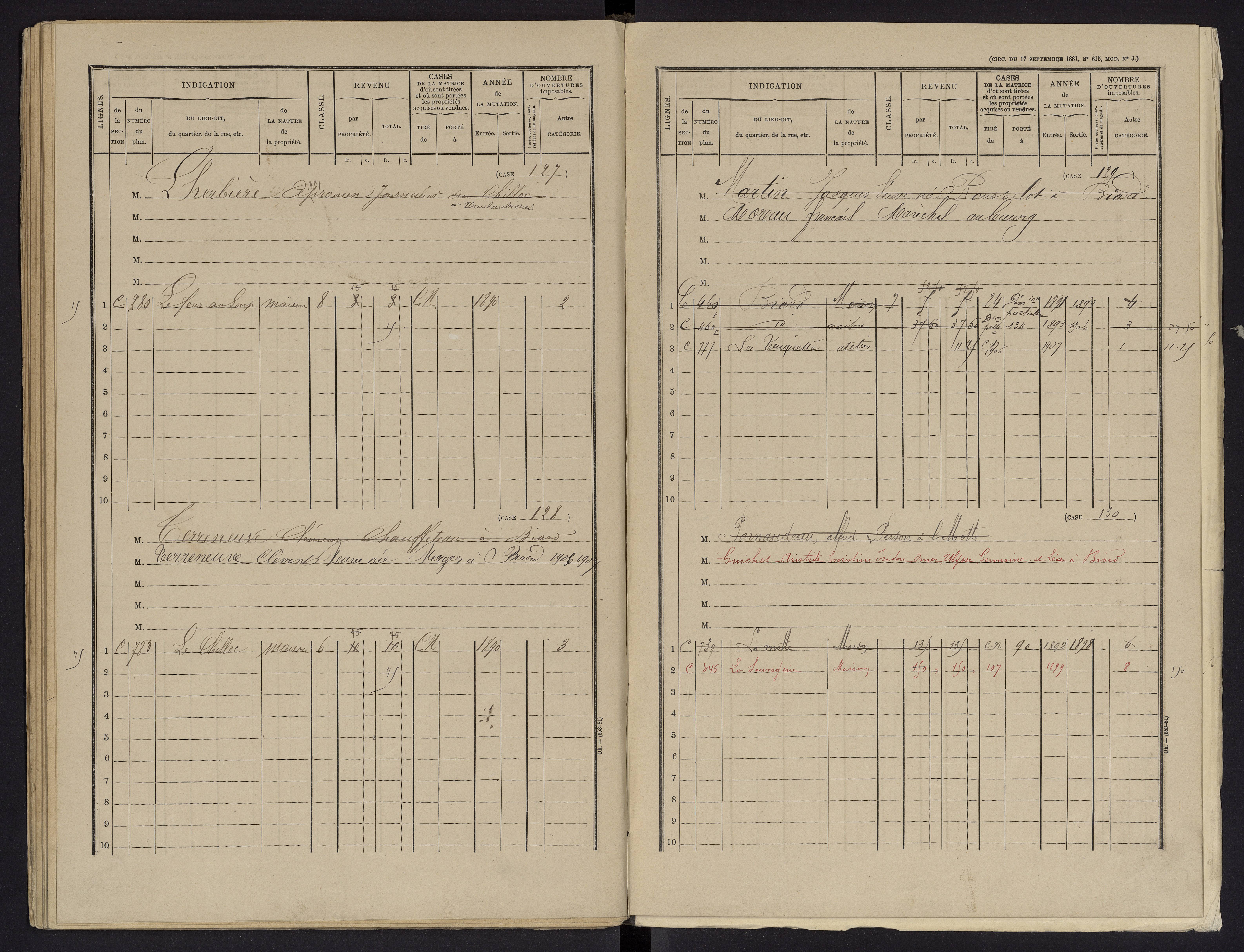 Biard - FRAD086_cadastre Cases 1-151 