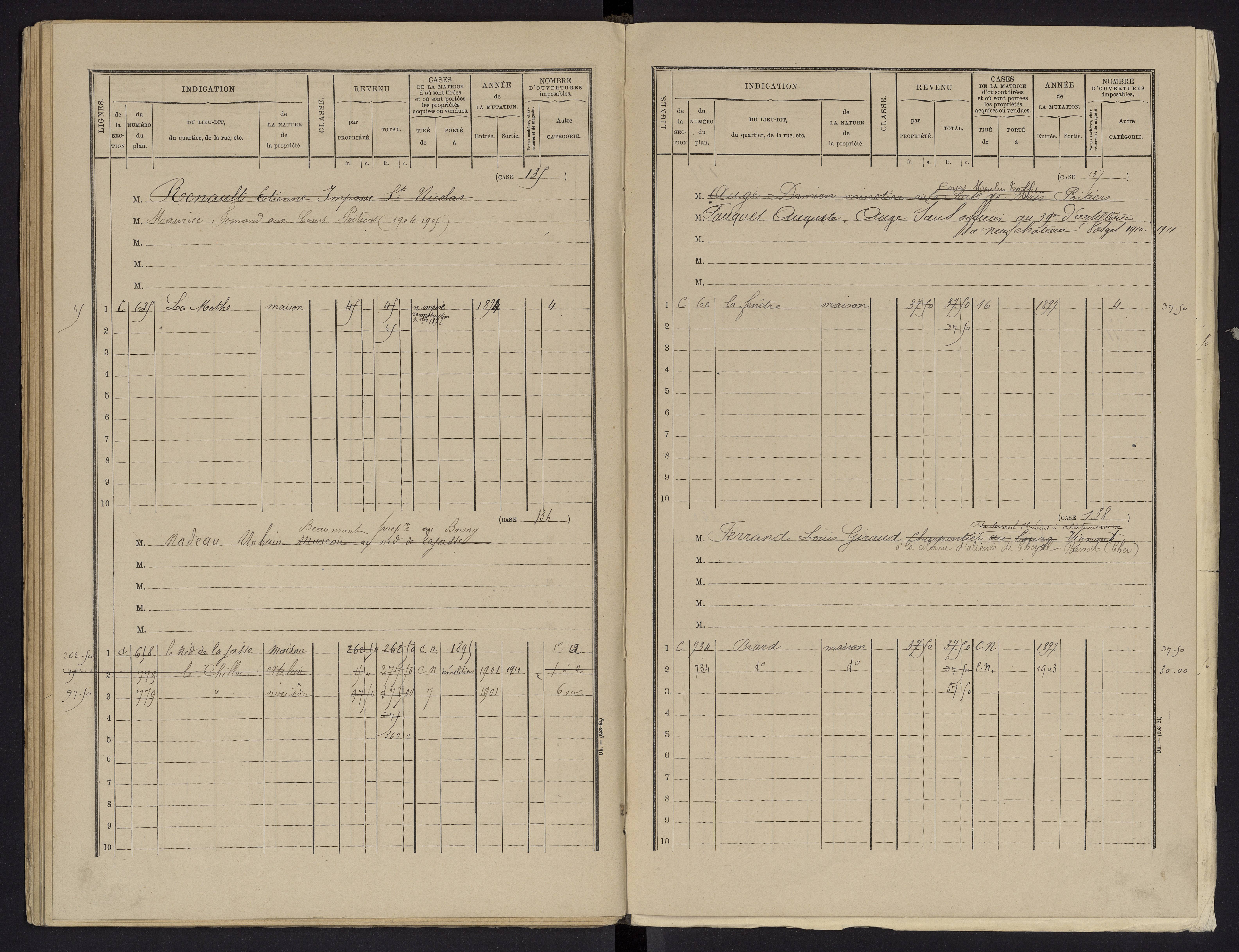 Biard - FRAD086_cadastre Cases 1-151 