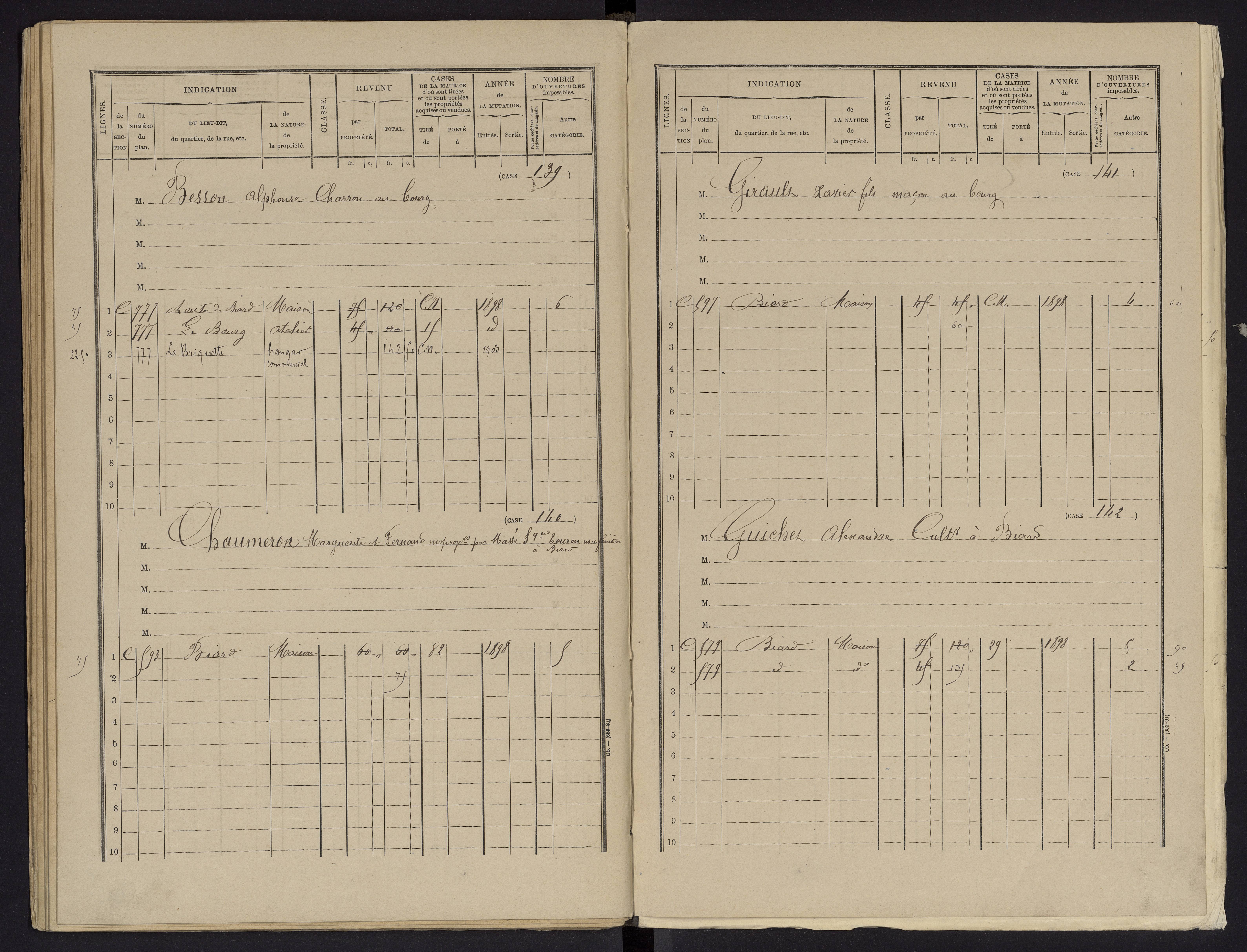 Biard - FRAD086_cadastre Cases 1-151 