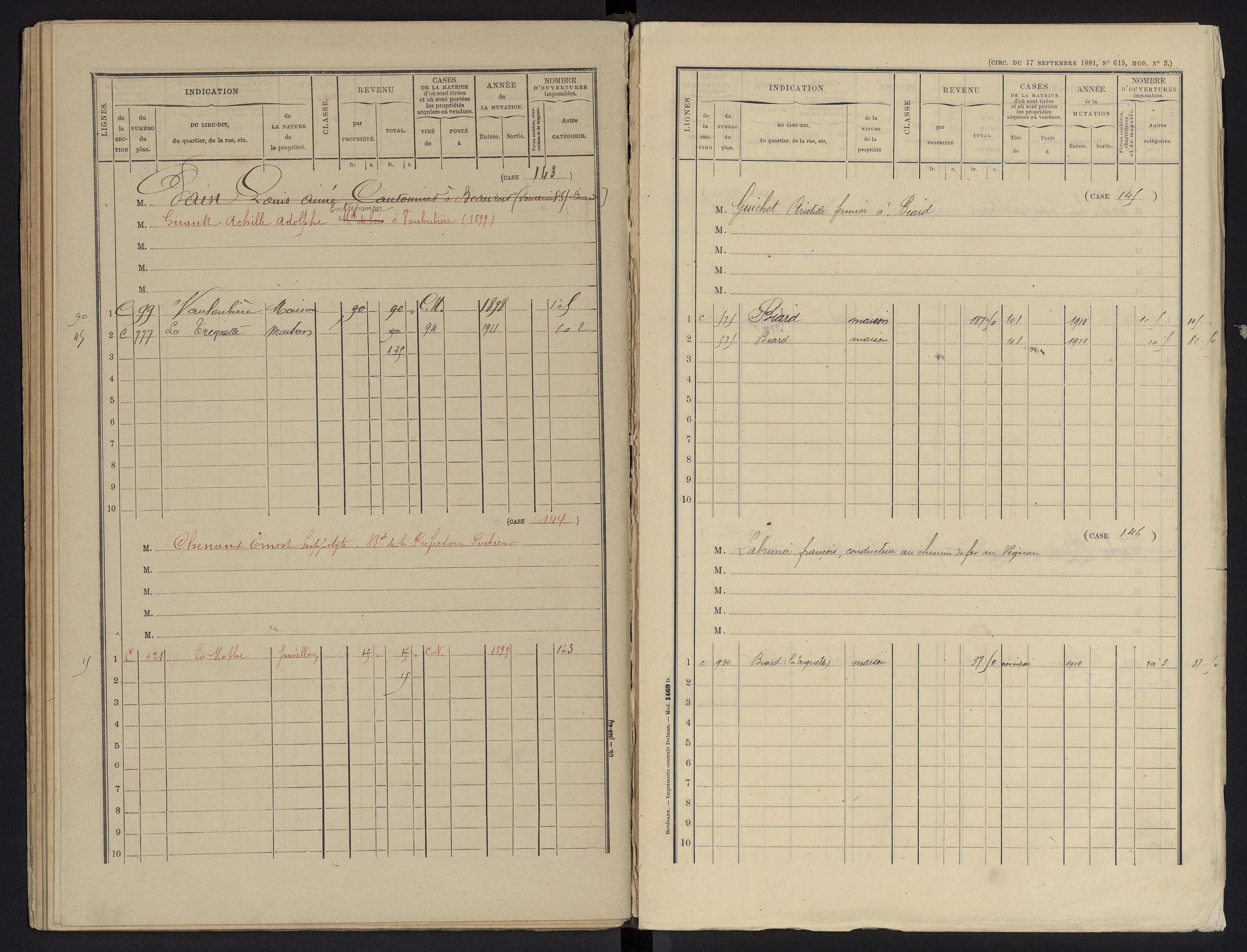 Biard - FRAD086_cadastre Cases 1-151 