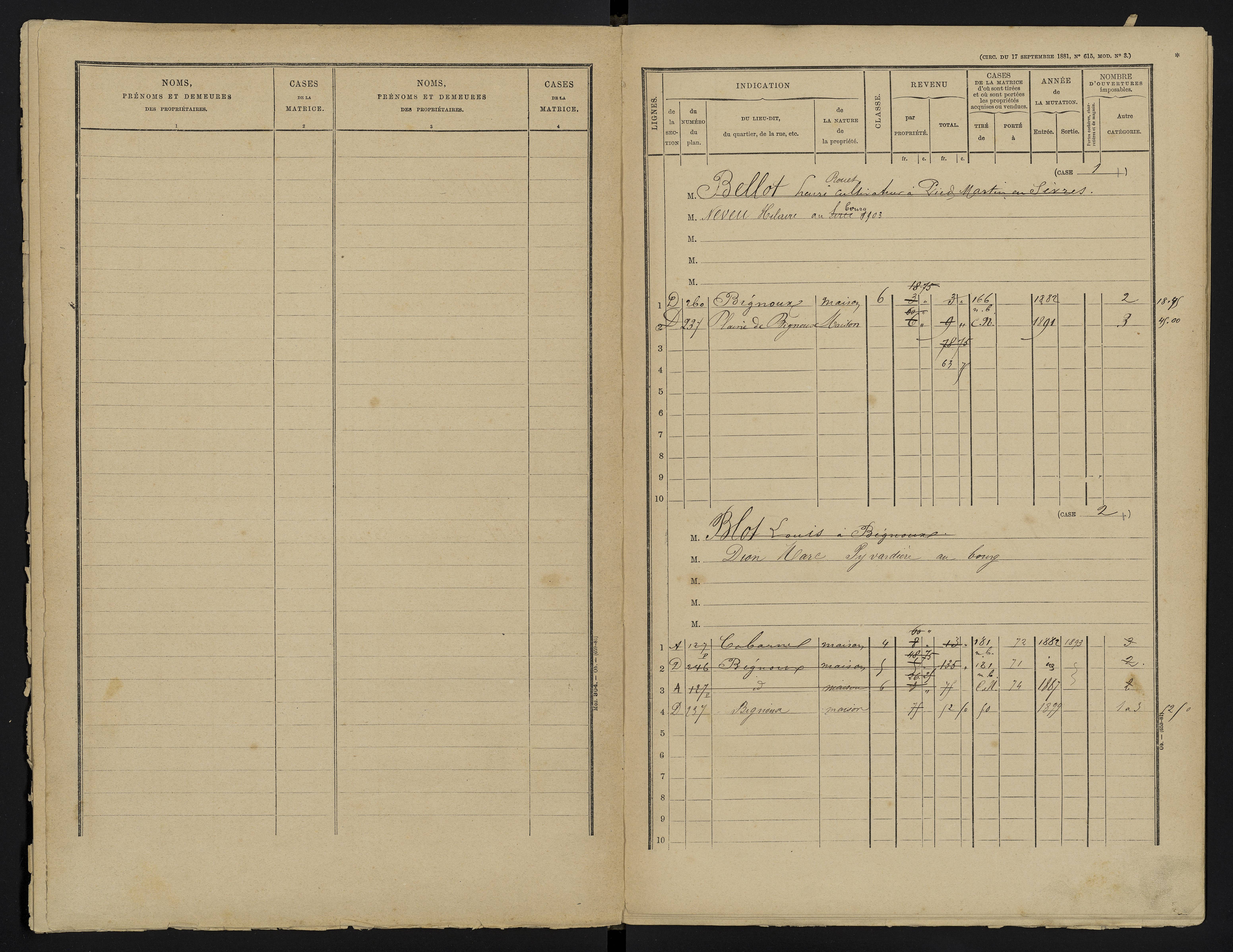 Bignoux - FRAD086_cadastre Cases 1-80 