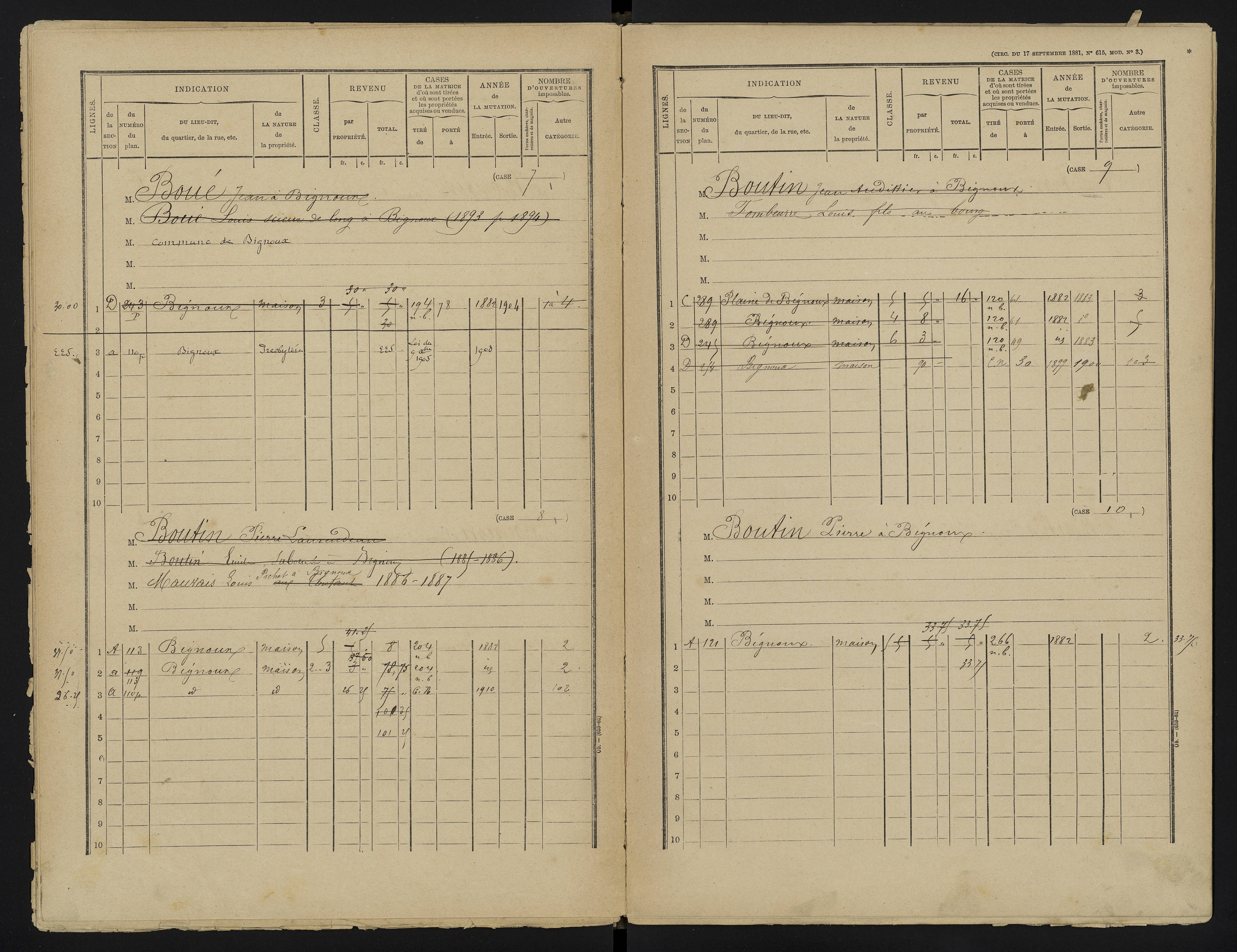 Bignoux - FRAD086_cadastre Cases 1-80 