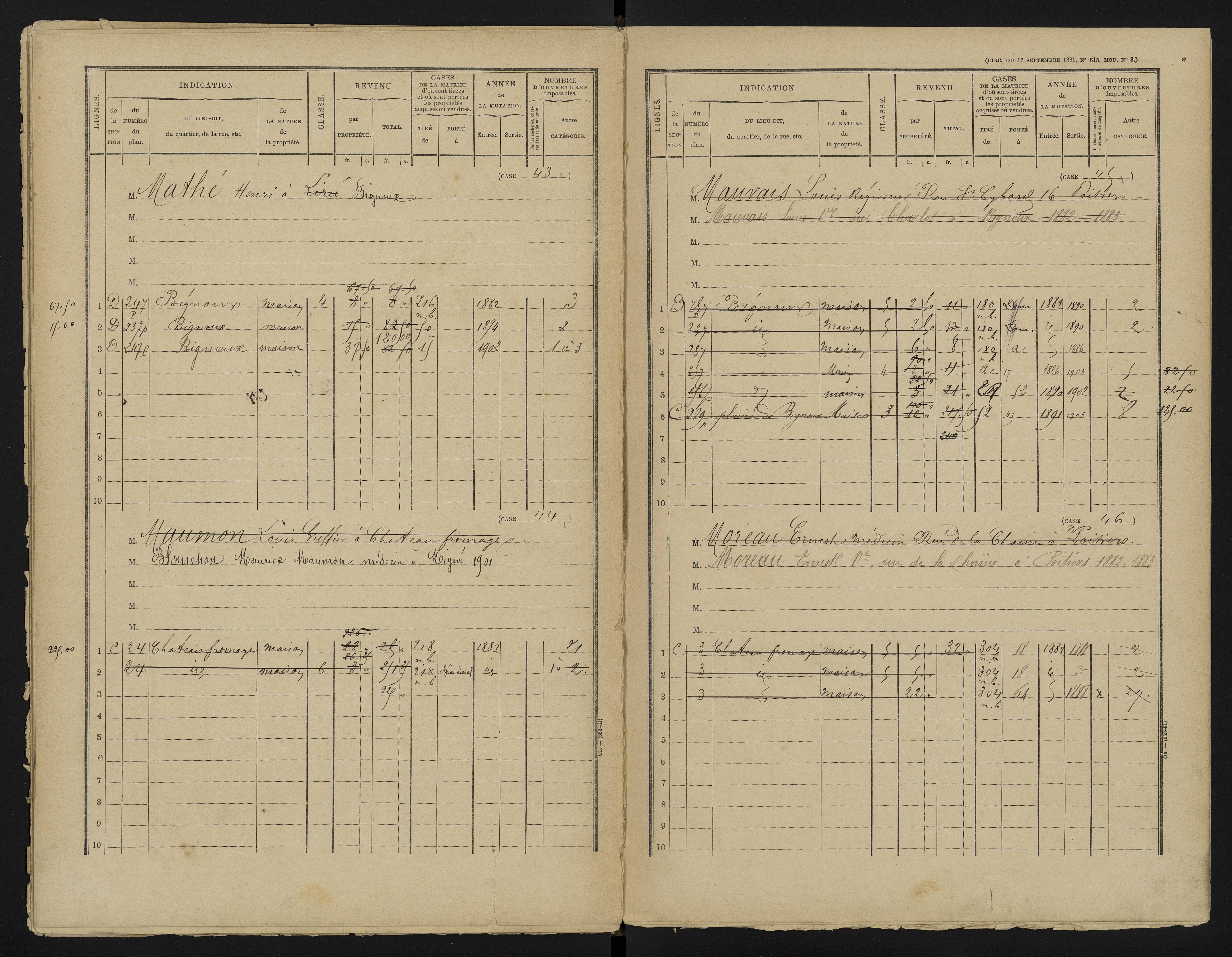 Bignoux - FRAD086_cadastre Cases 1-80 