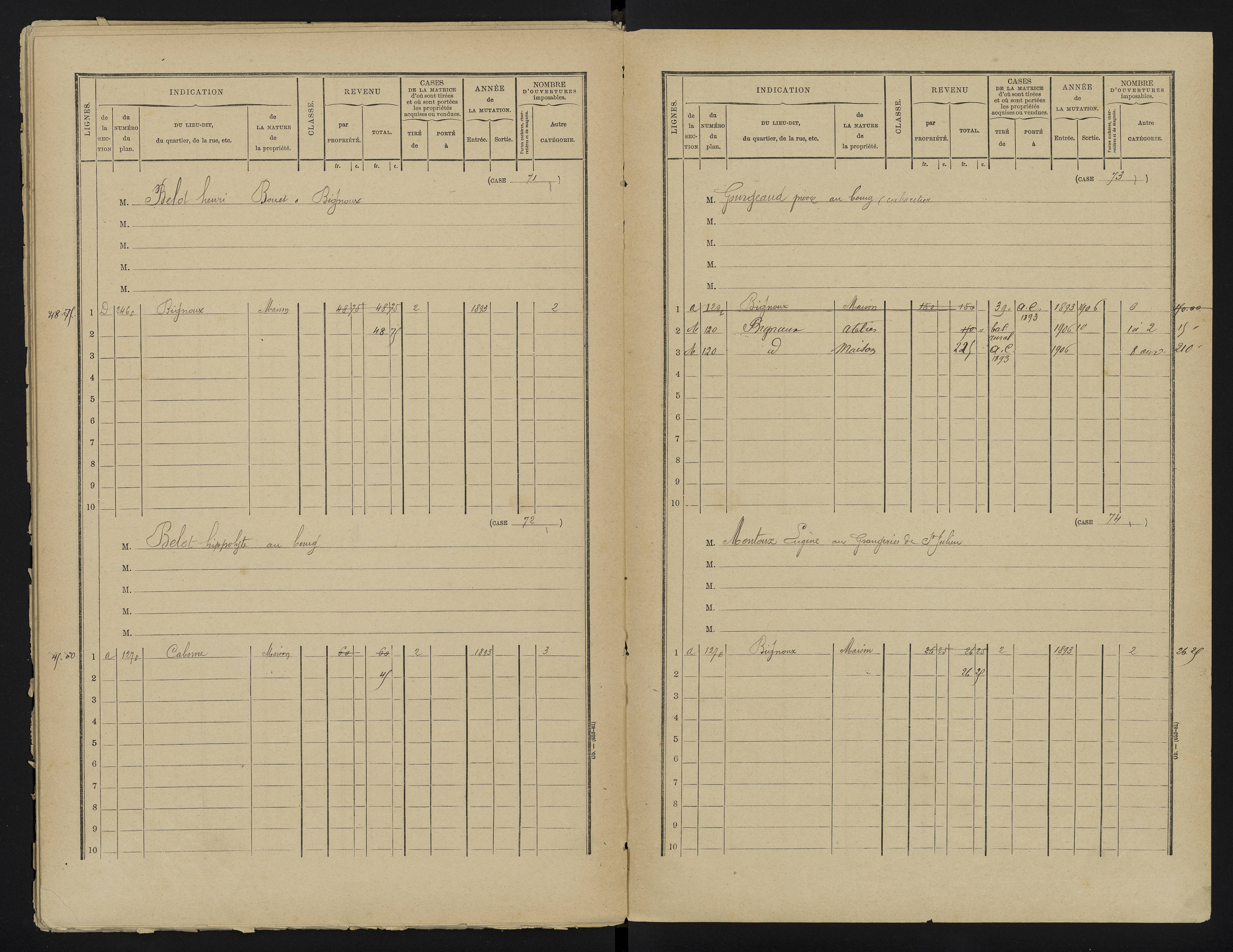 Bignoux - FRAD086_cadastre Cases 1-80 
