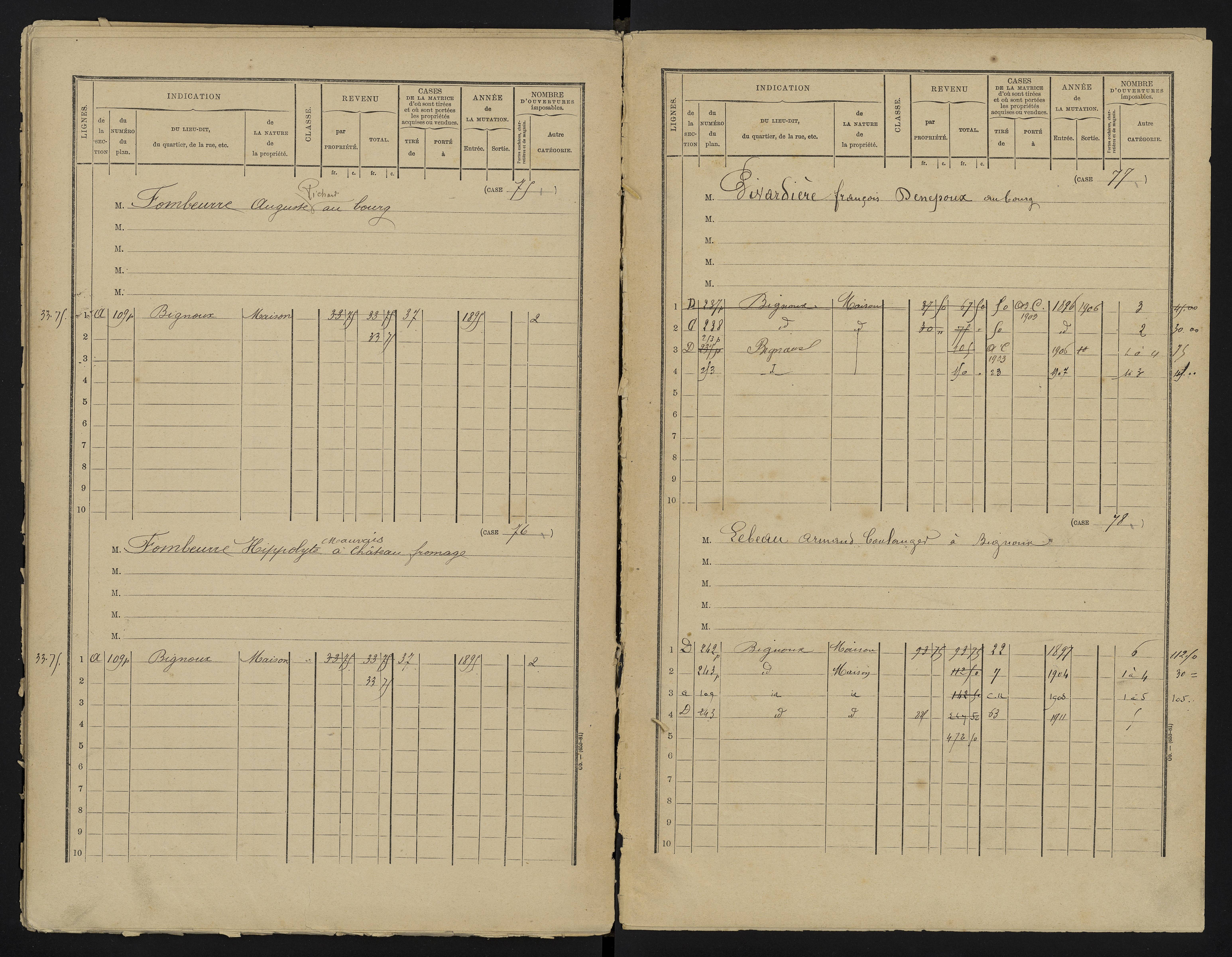 Bignoux - FRAD086_cadastre Cases 1-80 