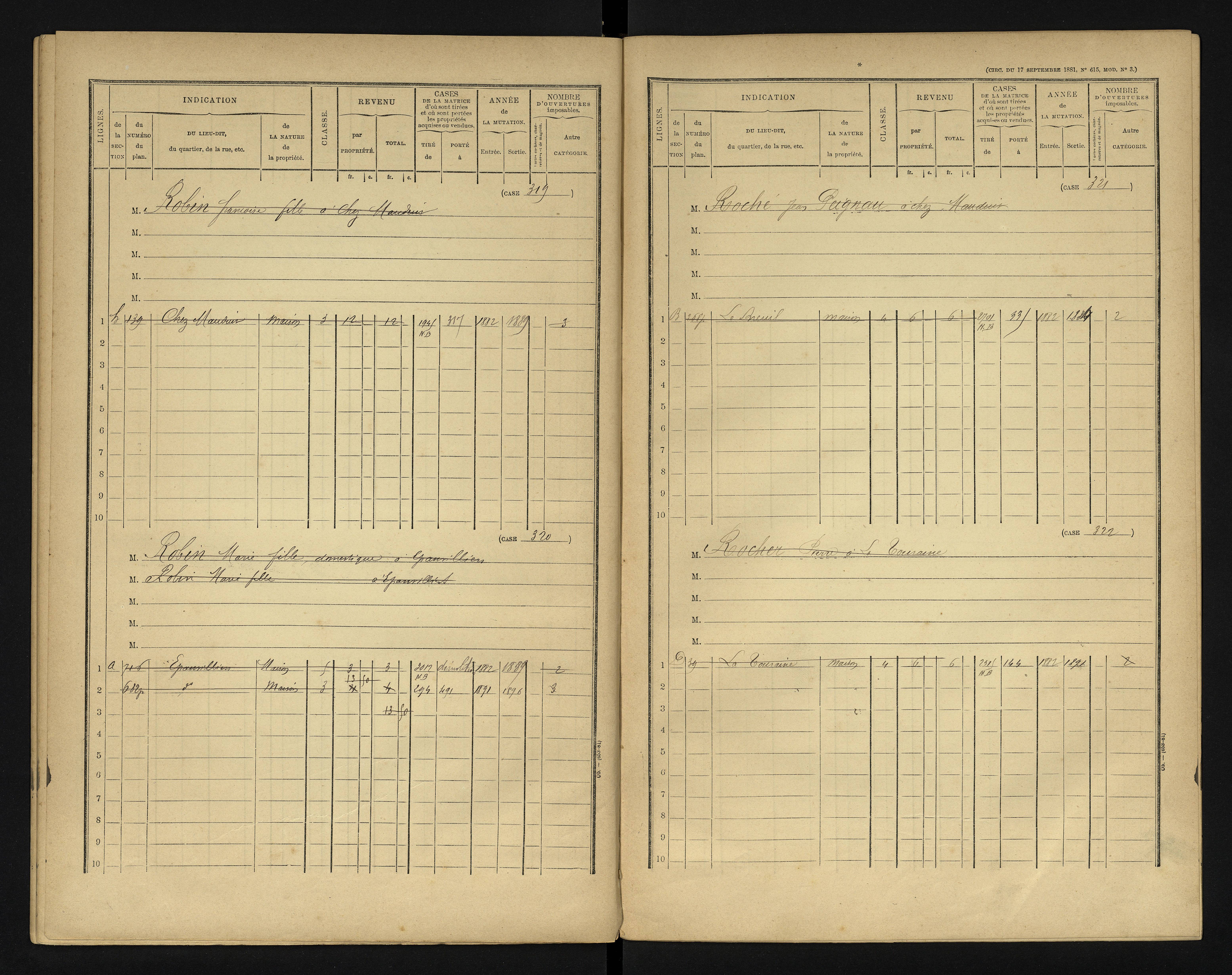 Blanzay - FRAD086_cadastre Cases 1-552 