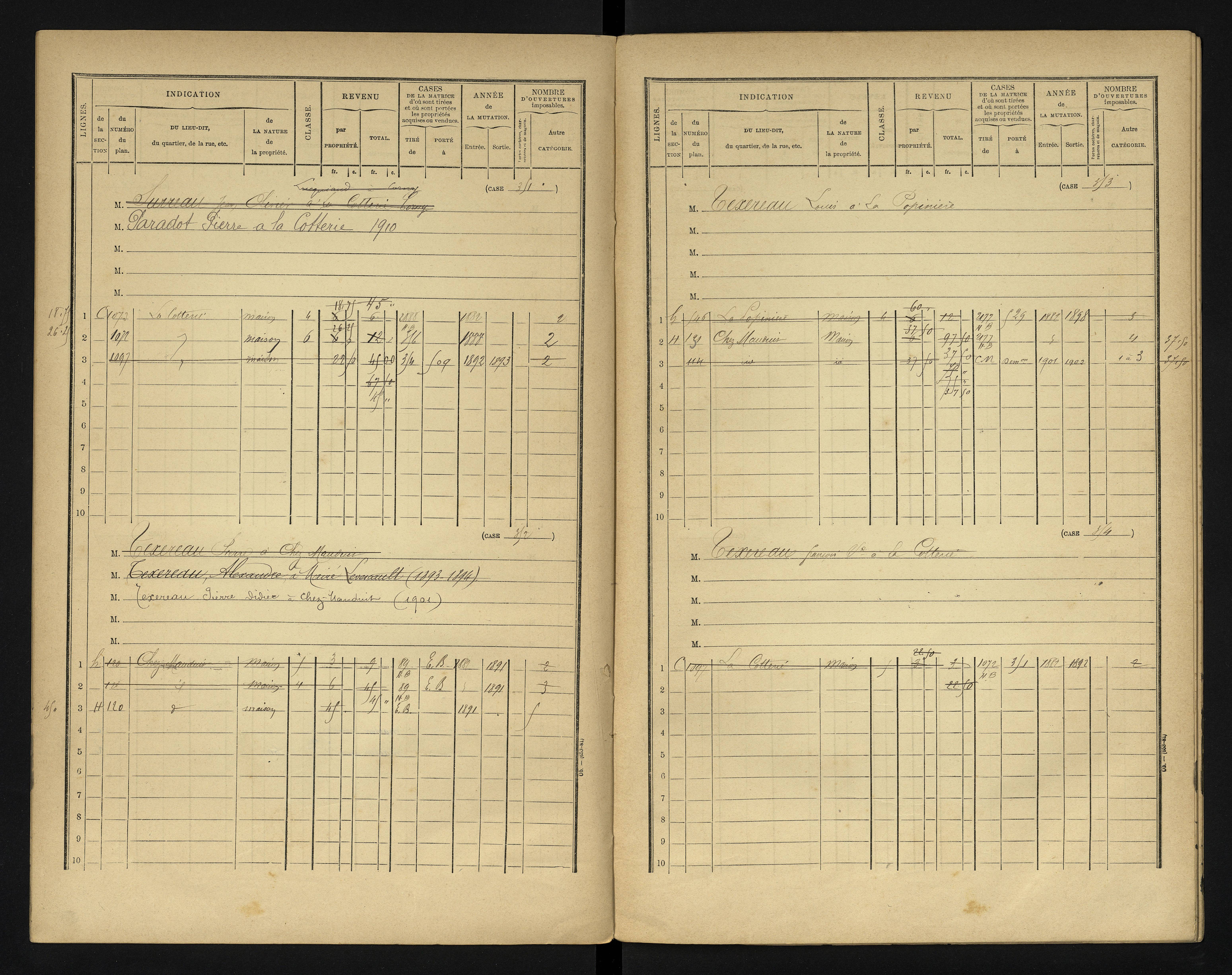 Blanzay - FRAD086_cadastre Cases 1-552 