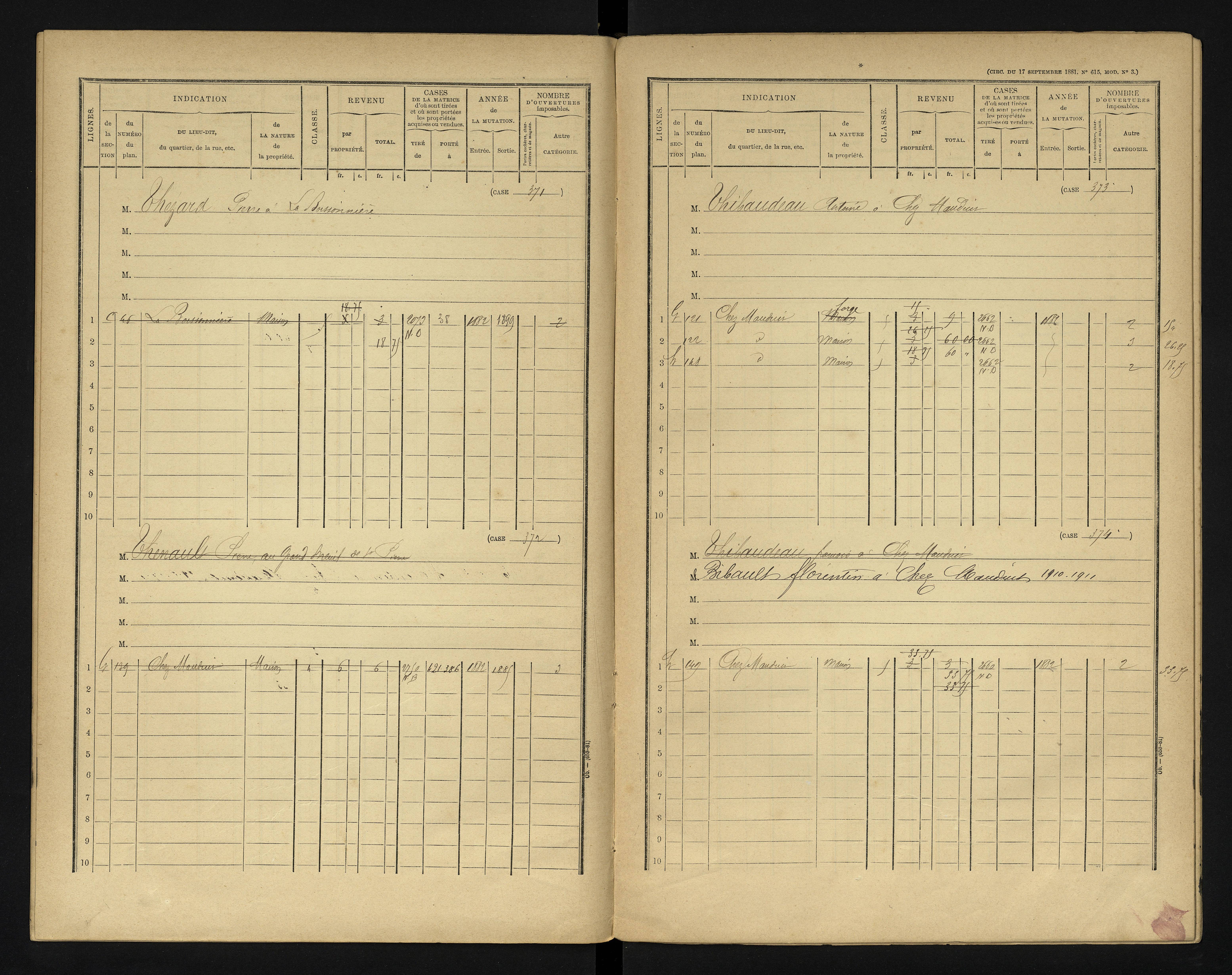 Blanzay - FRAD086_cadastre Cases 1-552 
