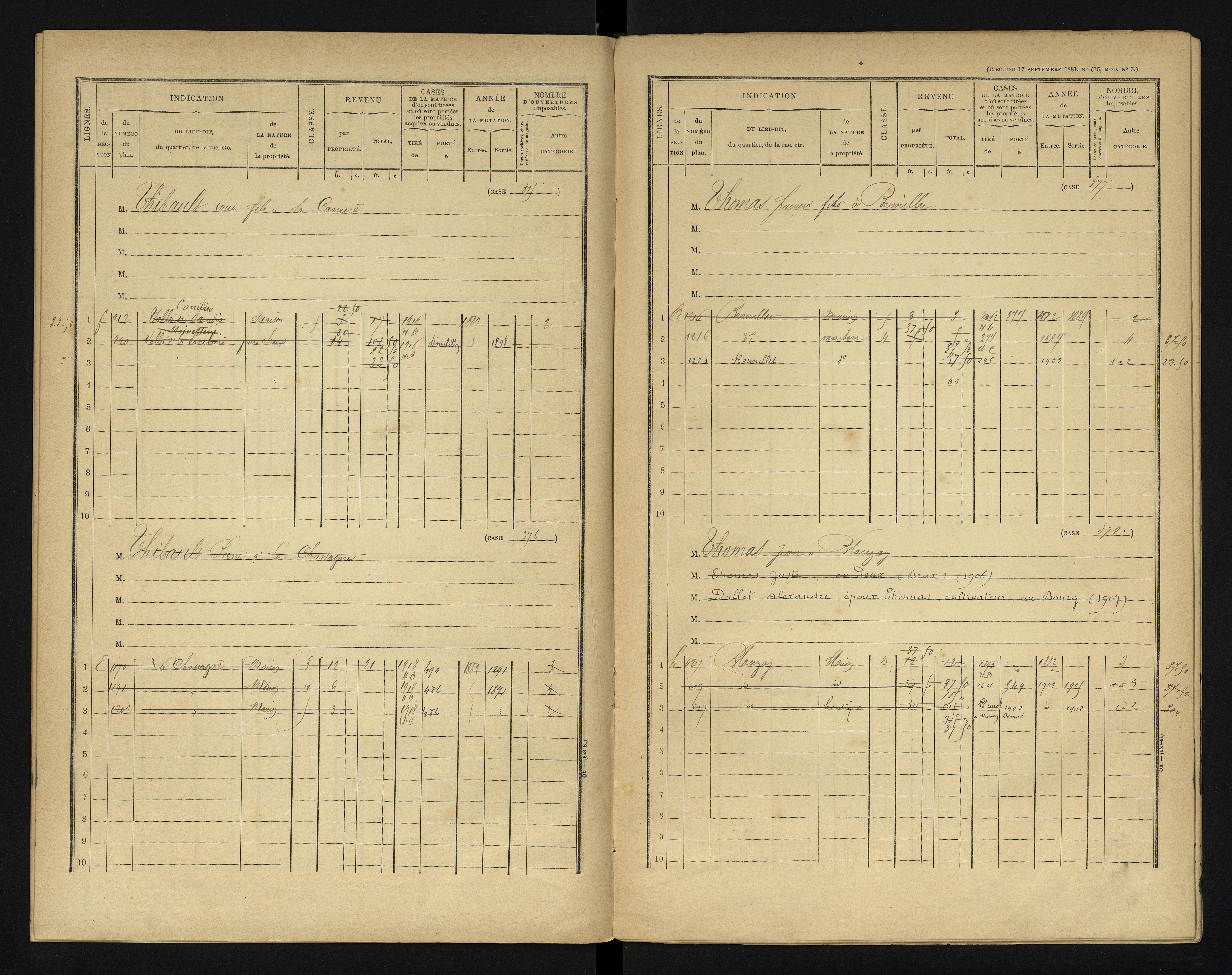 Blanzay - FRAD086_cadastre Cases 1-552 