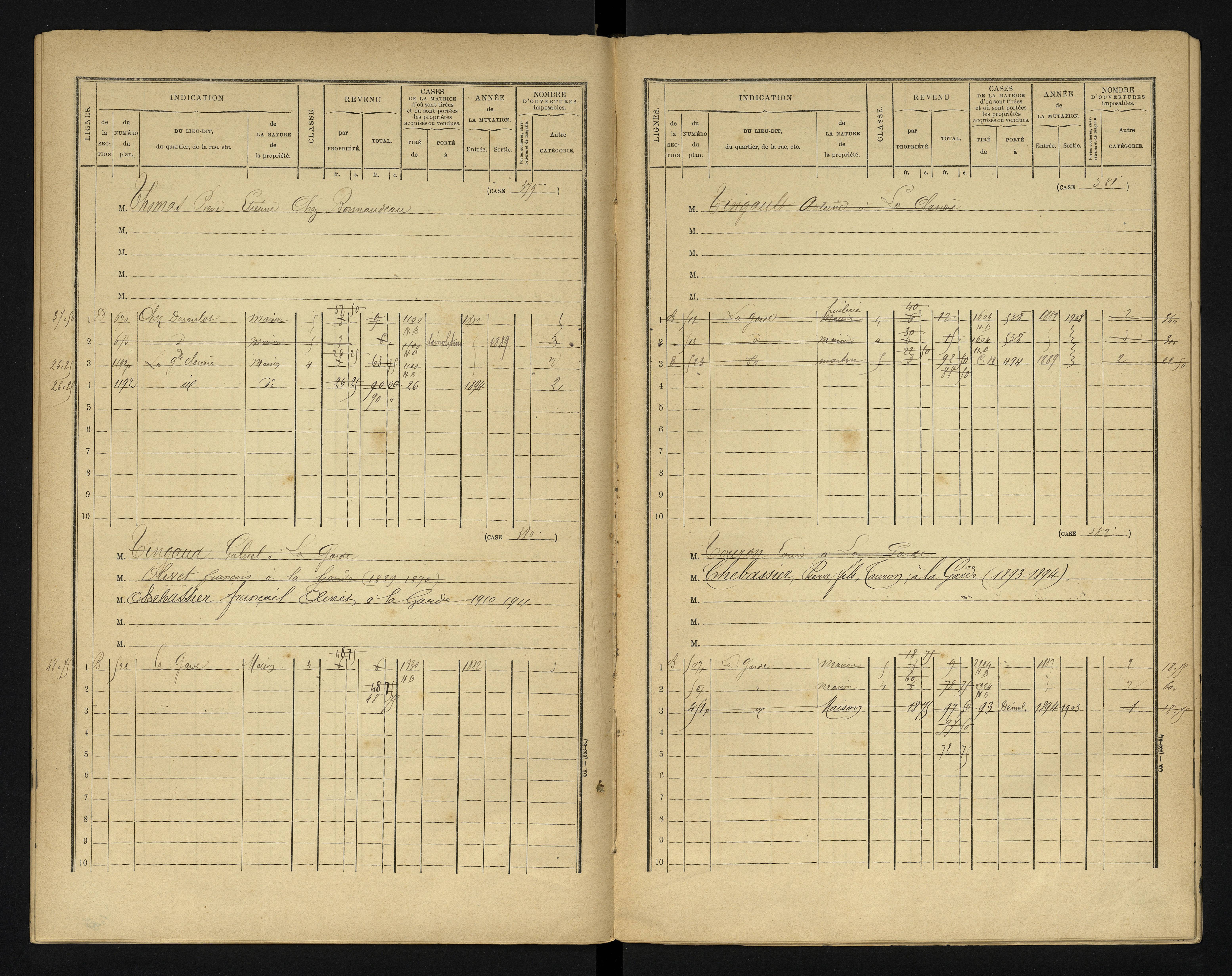 Blanzay - FRAD086_cadastre Cases 1-552 
