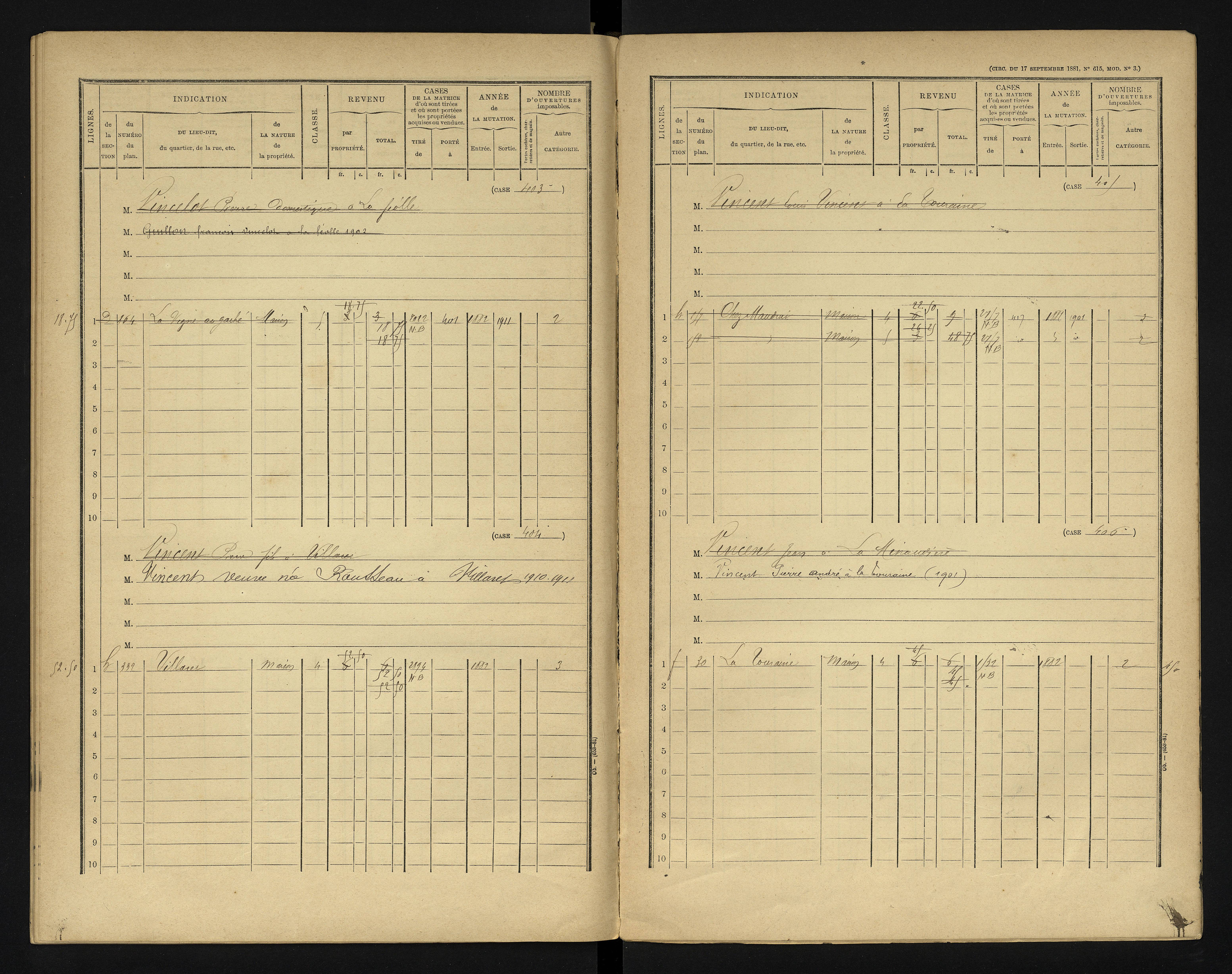 Blanzay - FRAD086_cadastre Cases 1-552 