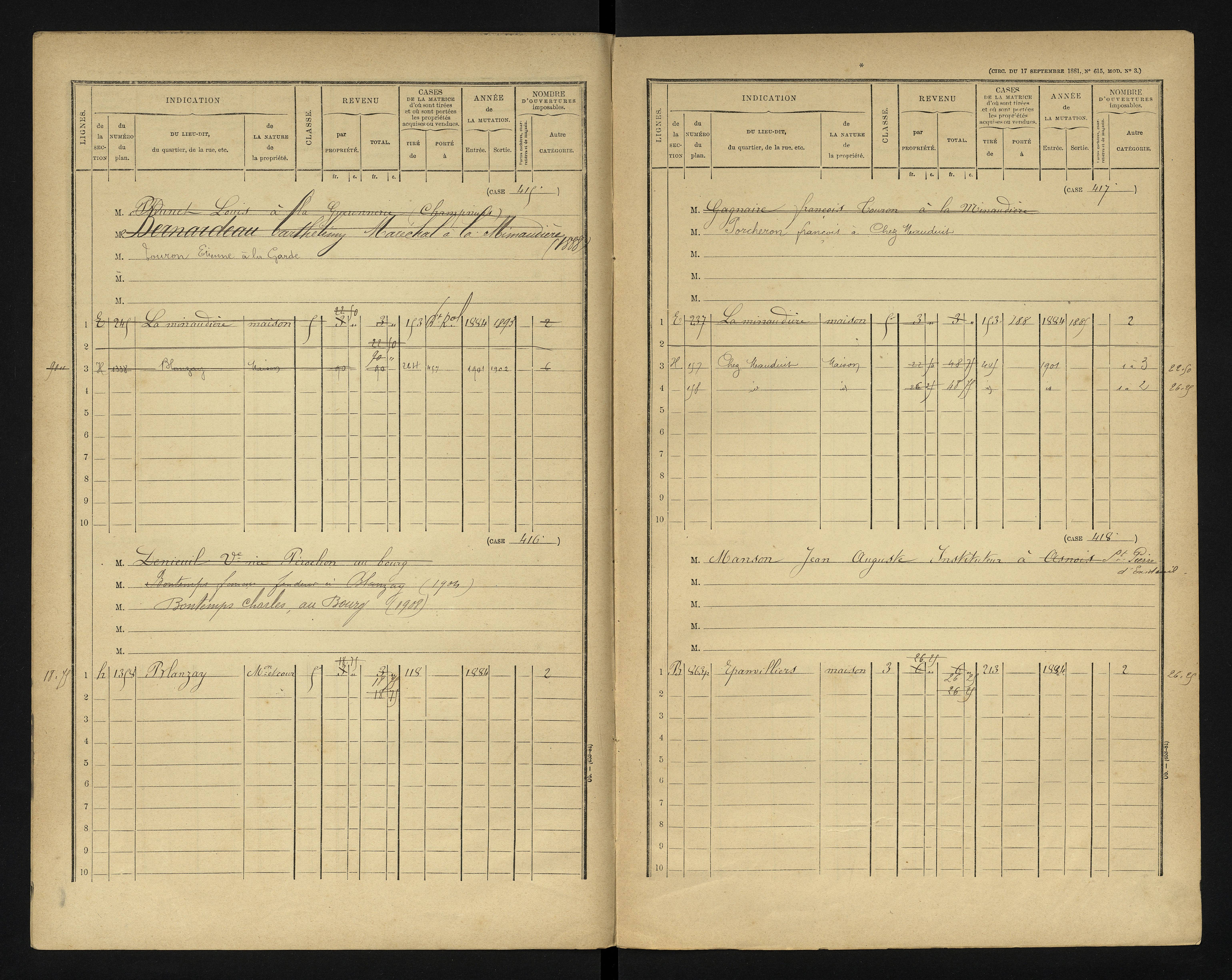 Blanzay - FRAD086_cadastre Cases 1-552 