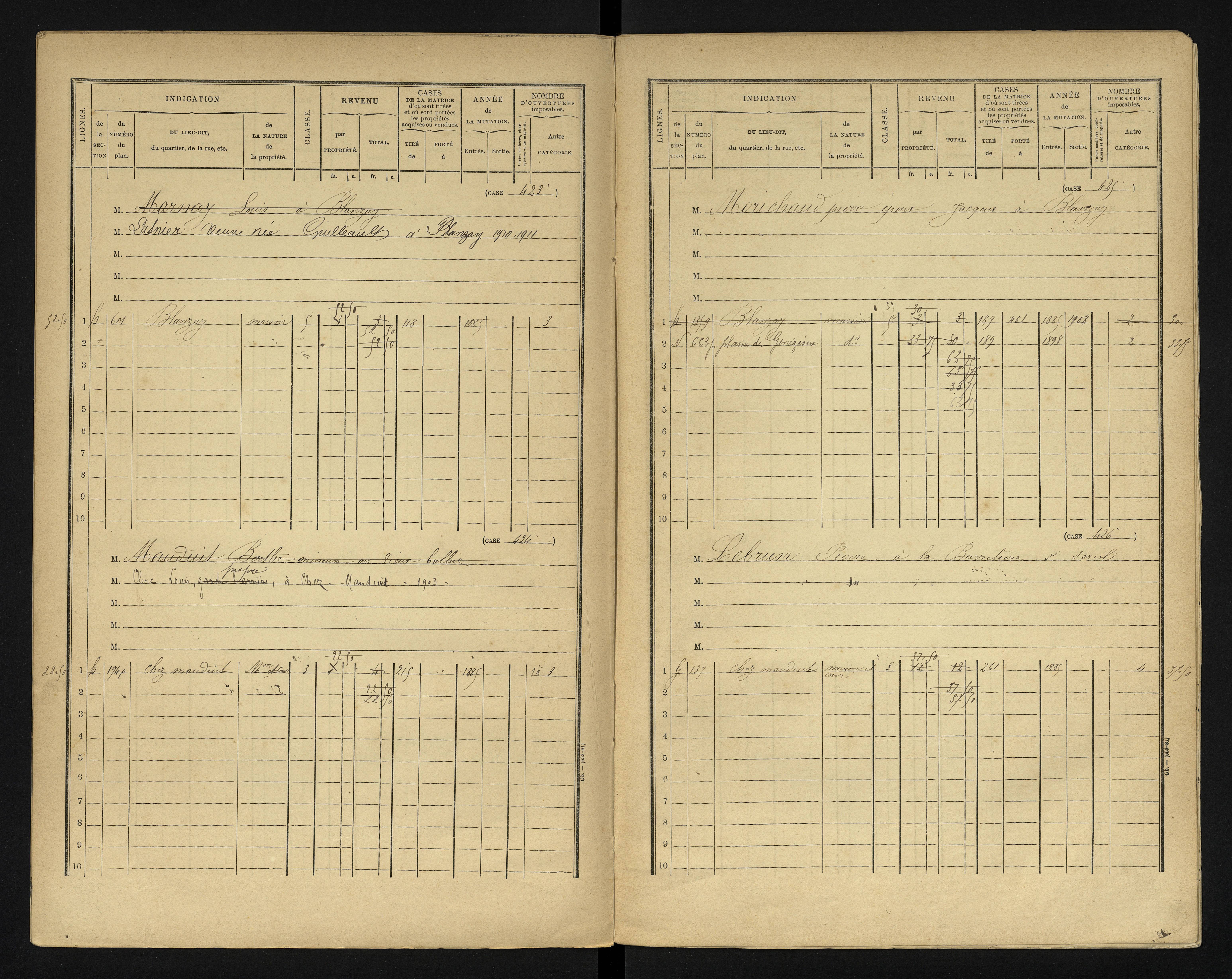 Blanzay - FRAD086_cadastre Cases 1-552 