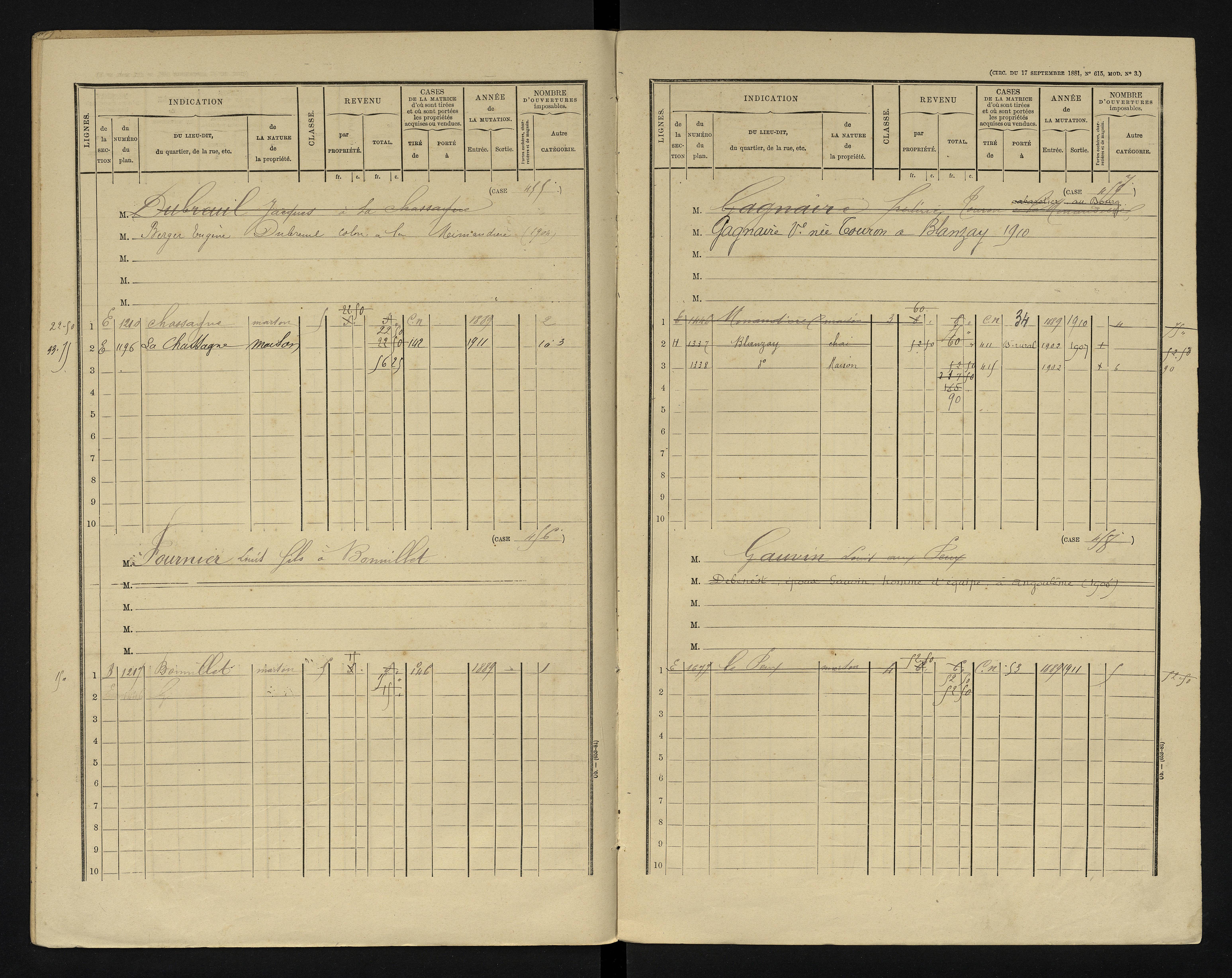 Blanzay - FRAD086_cadastre Cases 1-552 