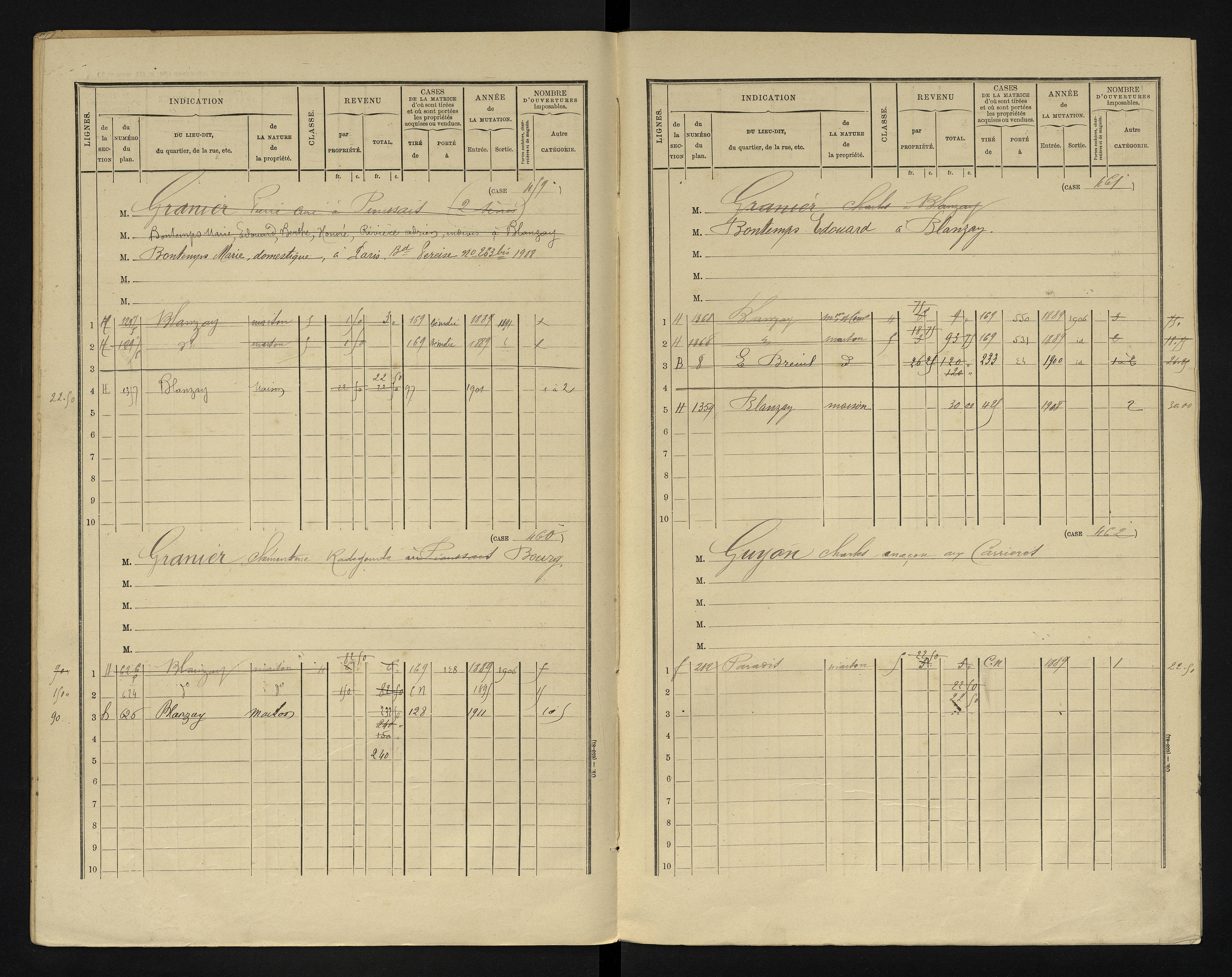 Blanzay - FRAD086_cadastre Cases 1-552 