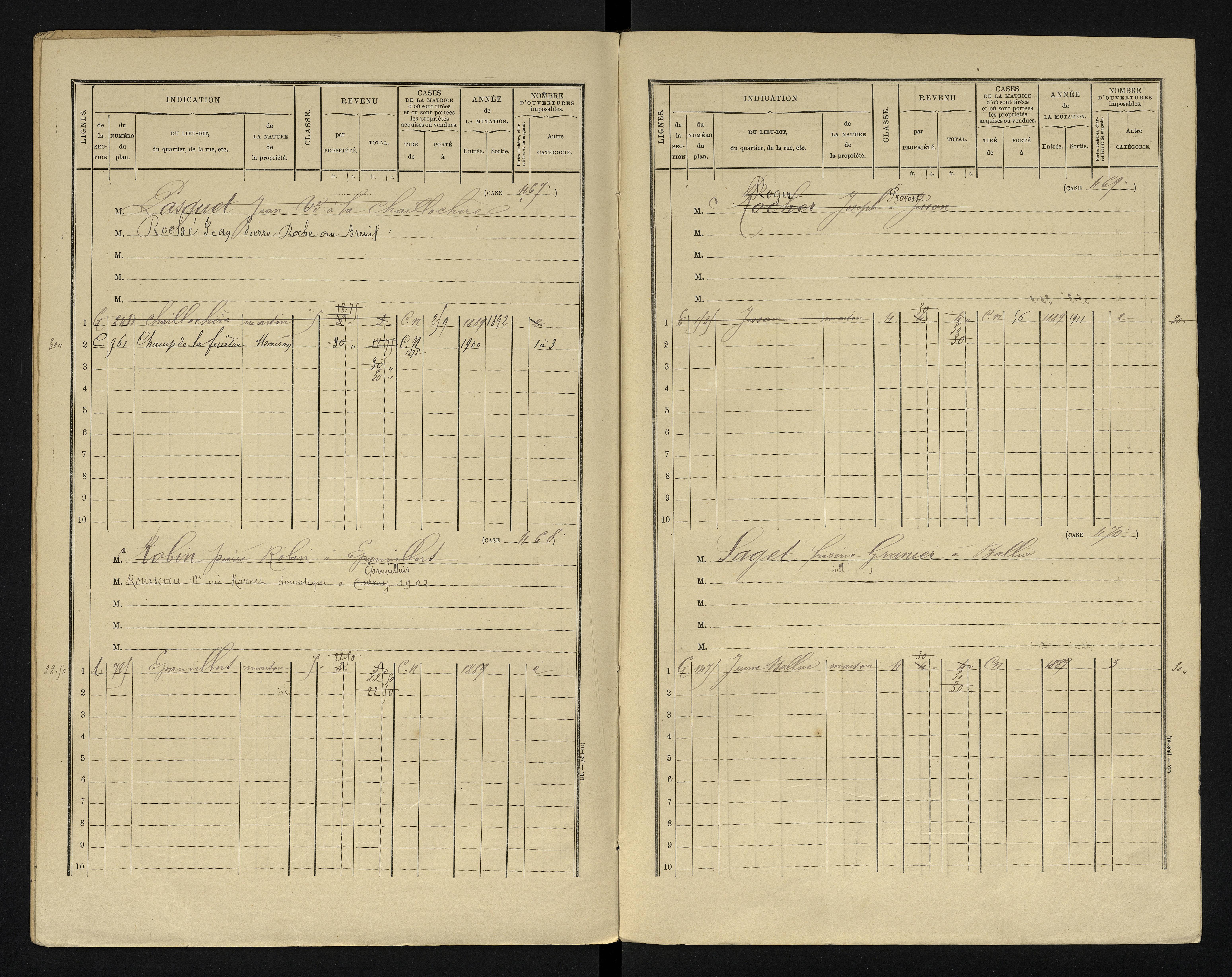 Blanzay - FRAD086_cadastre Cases 1-552 