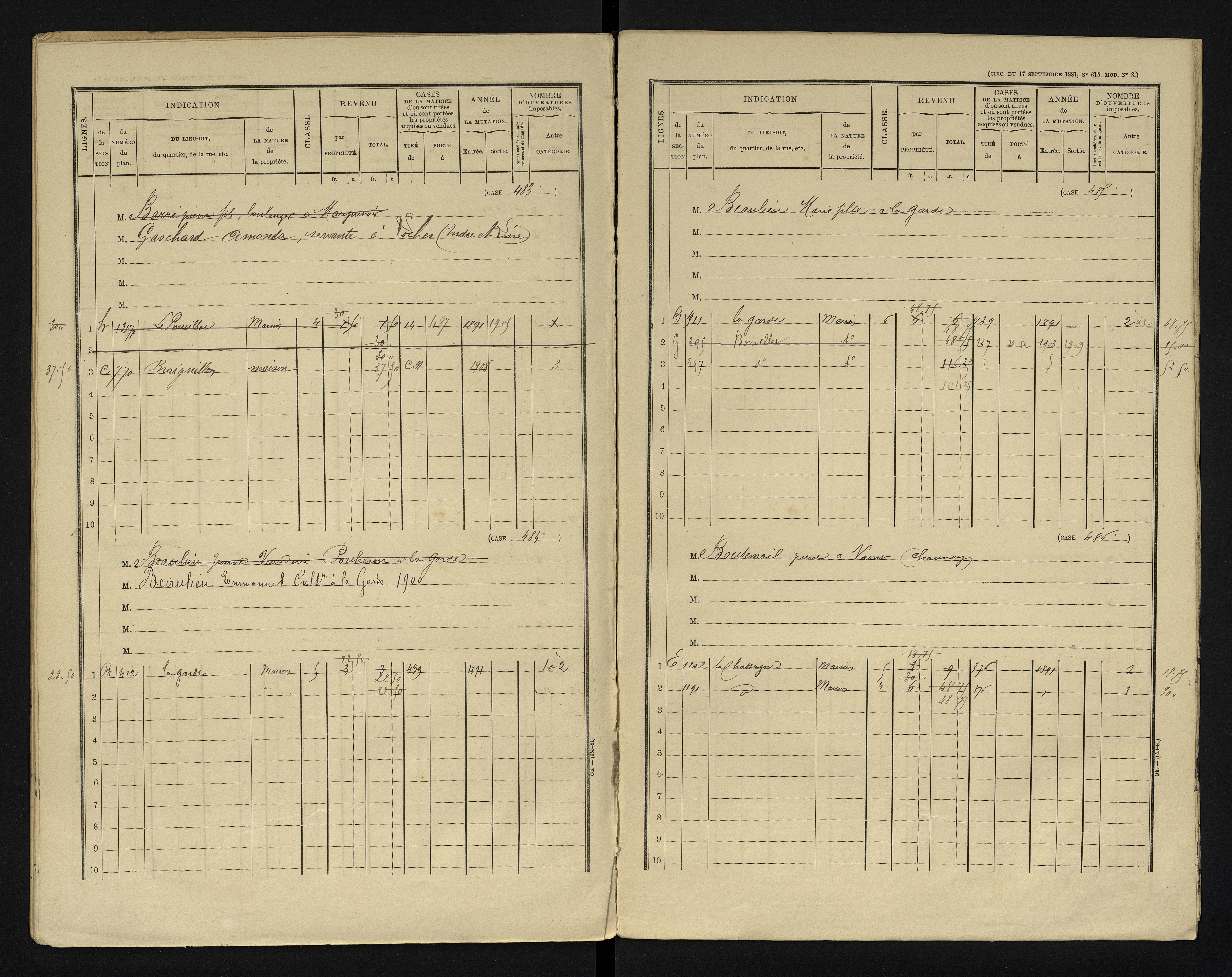 Blanzay - FRAD086_cadastre Cases 1-552 