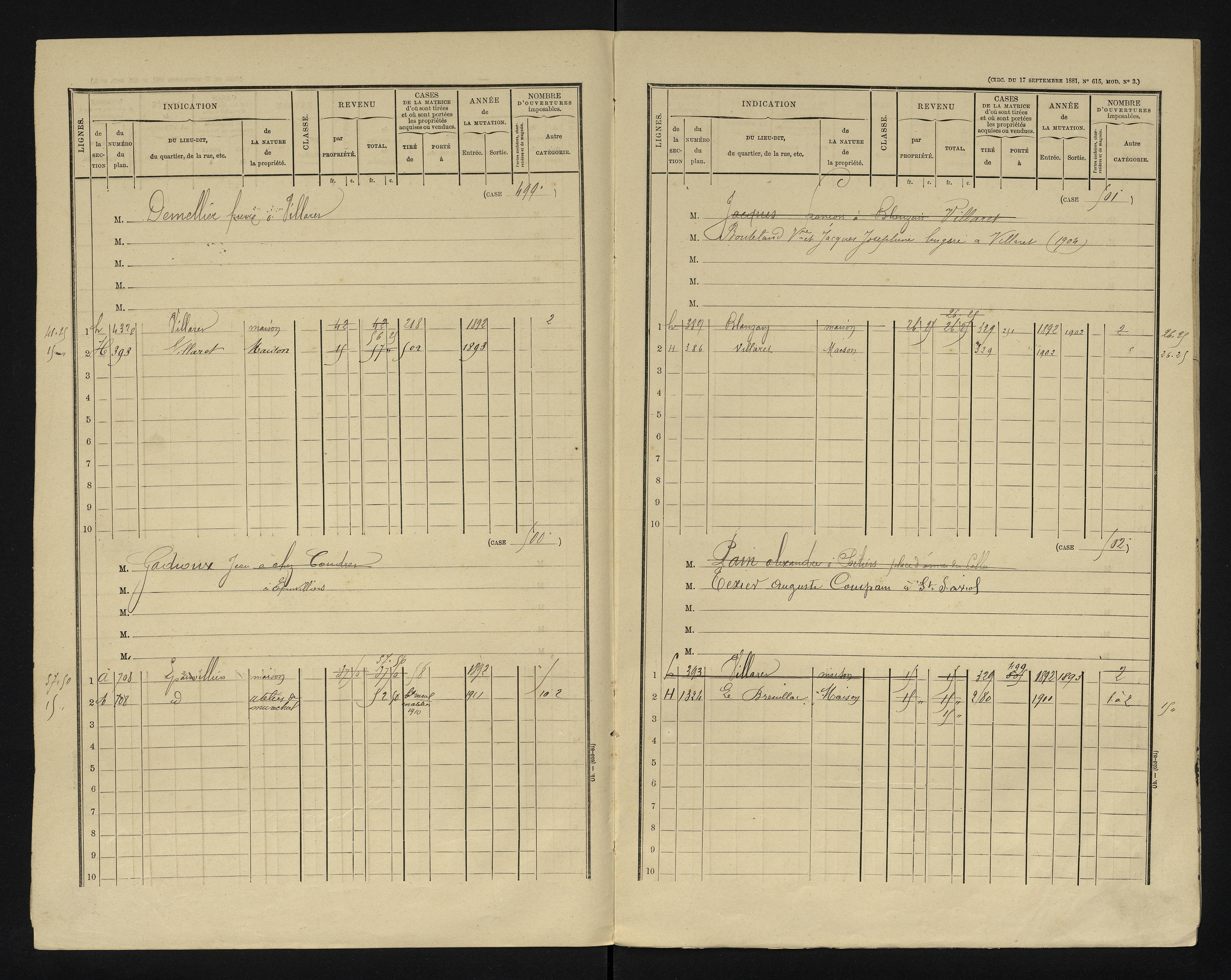 Blanzay - FRAD086_cadastre Cases 1-552 