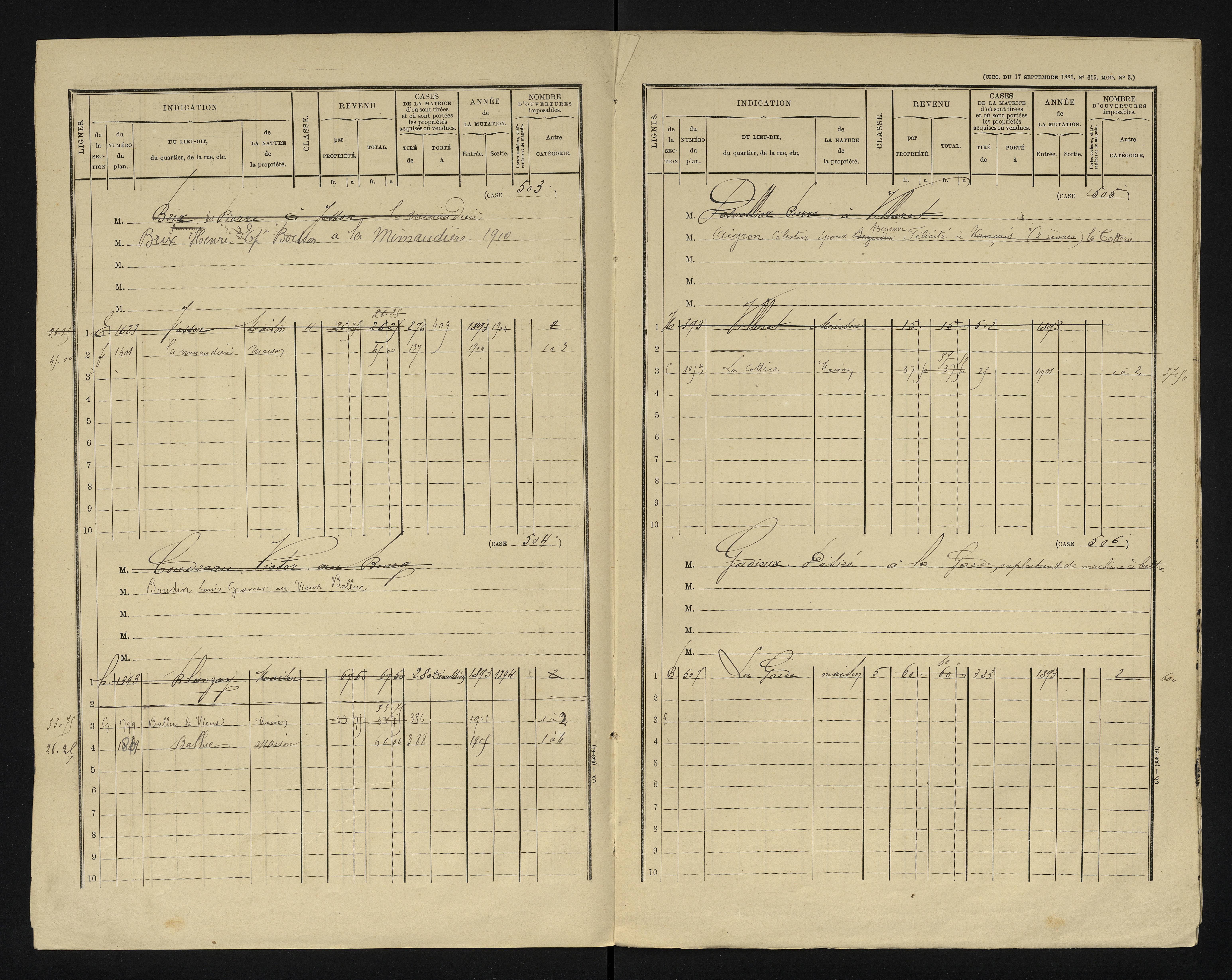 Blanzay - FRAD086_cadastre Cases 1-552 