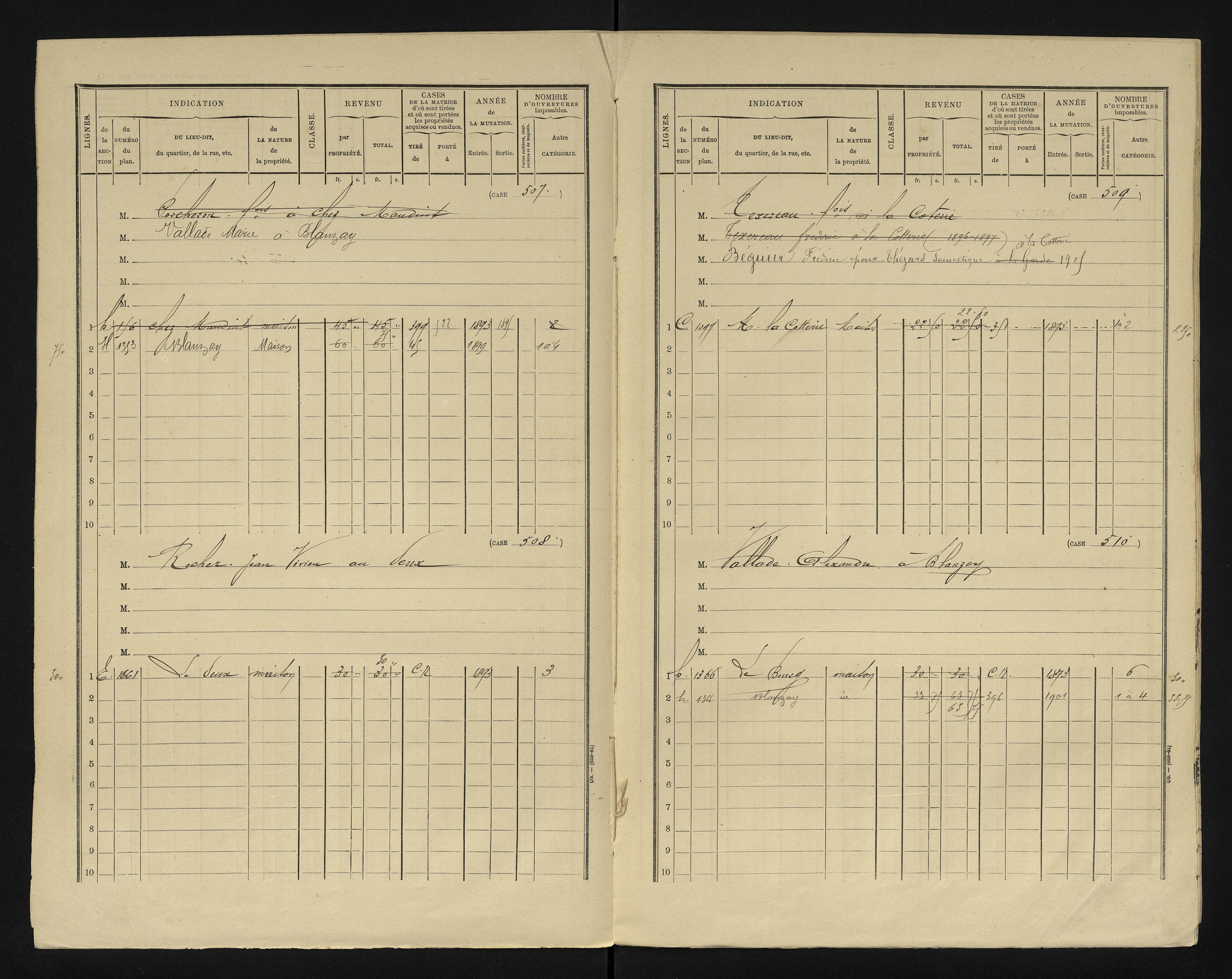 Blanzay - FRAD086_cadastre Cases 1-552 