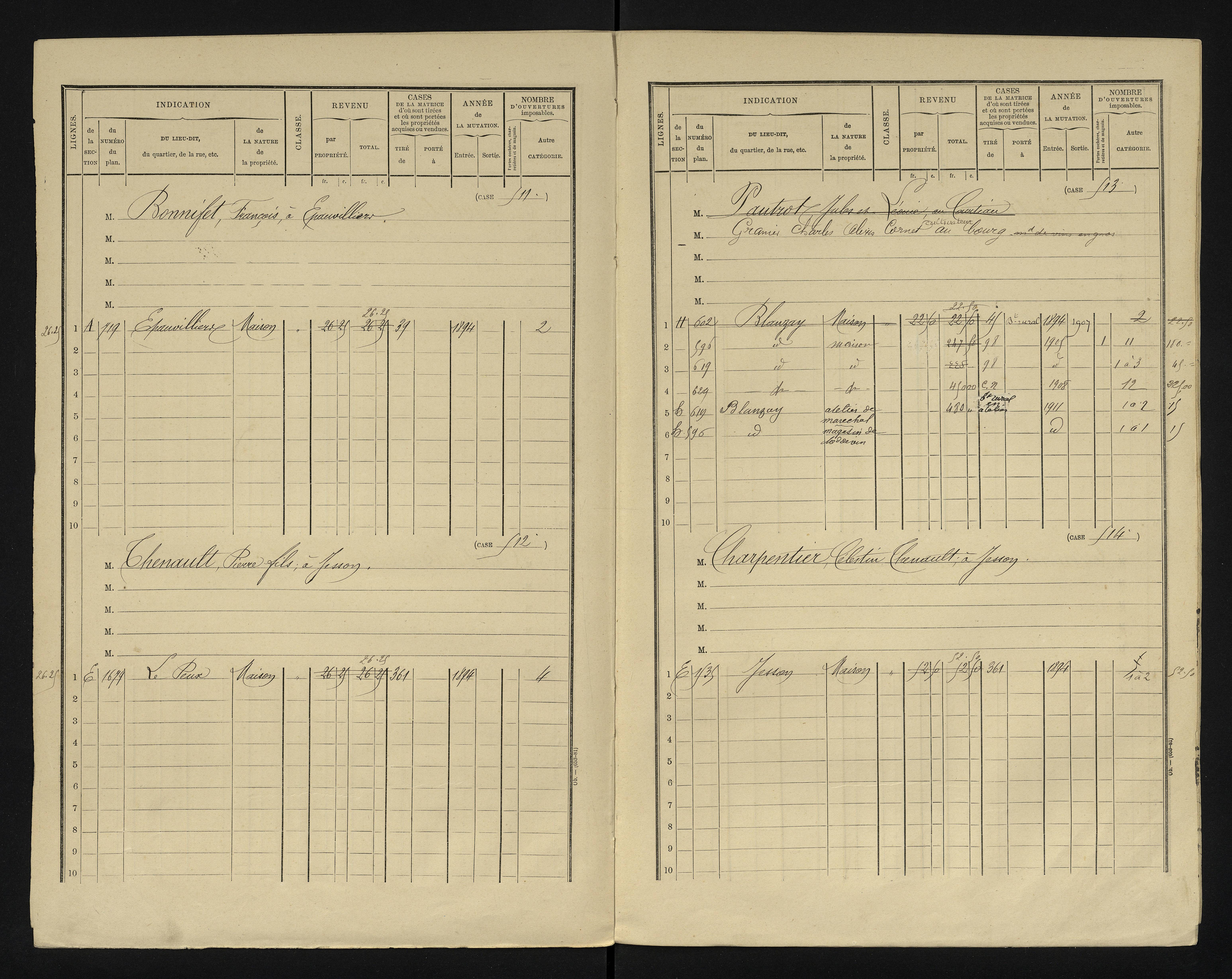 Blanzay - FRAD086_cadastre Cases 1-552 