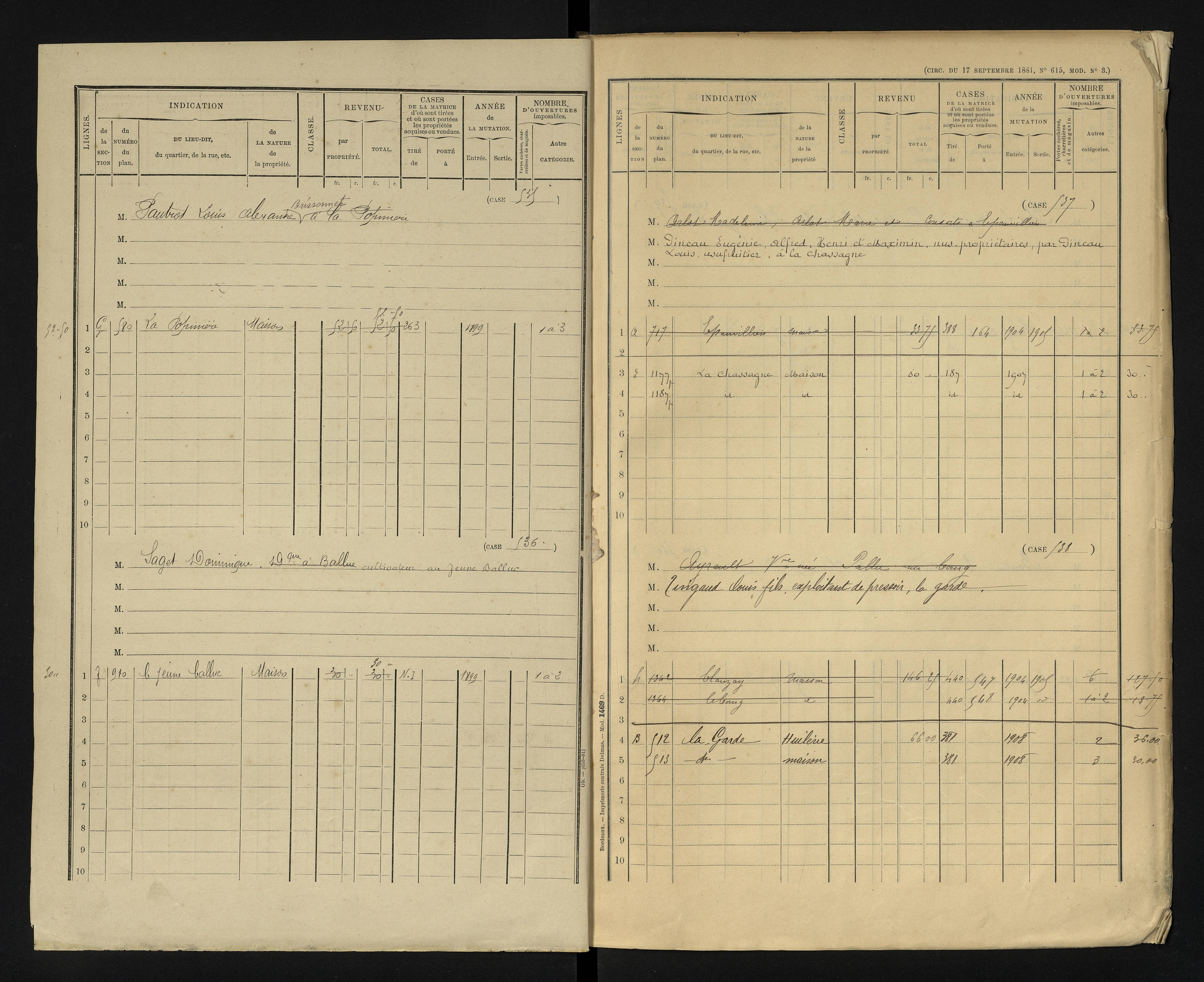 Blanzay - FRAD086_cadastre Cases 1-552 
