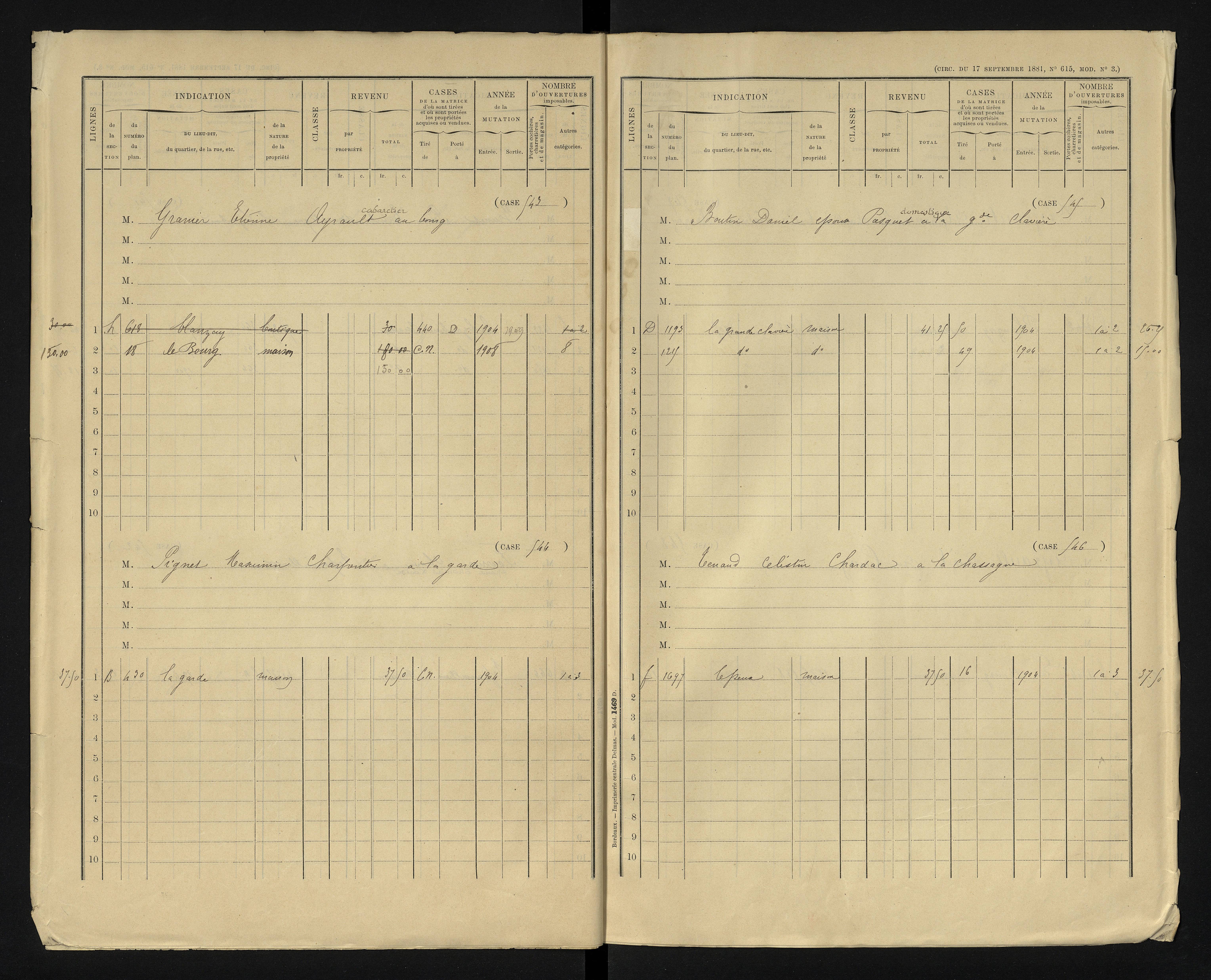 Blanzay - FRAD086_cadastre Cases 1-552 